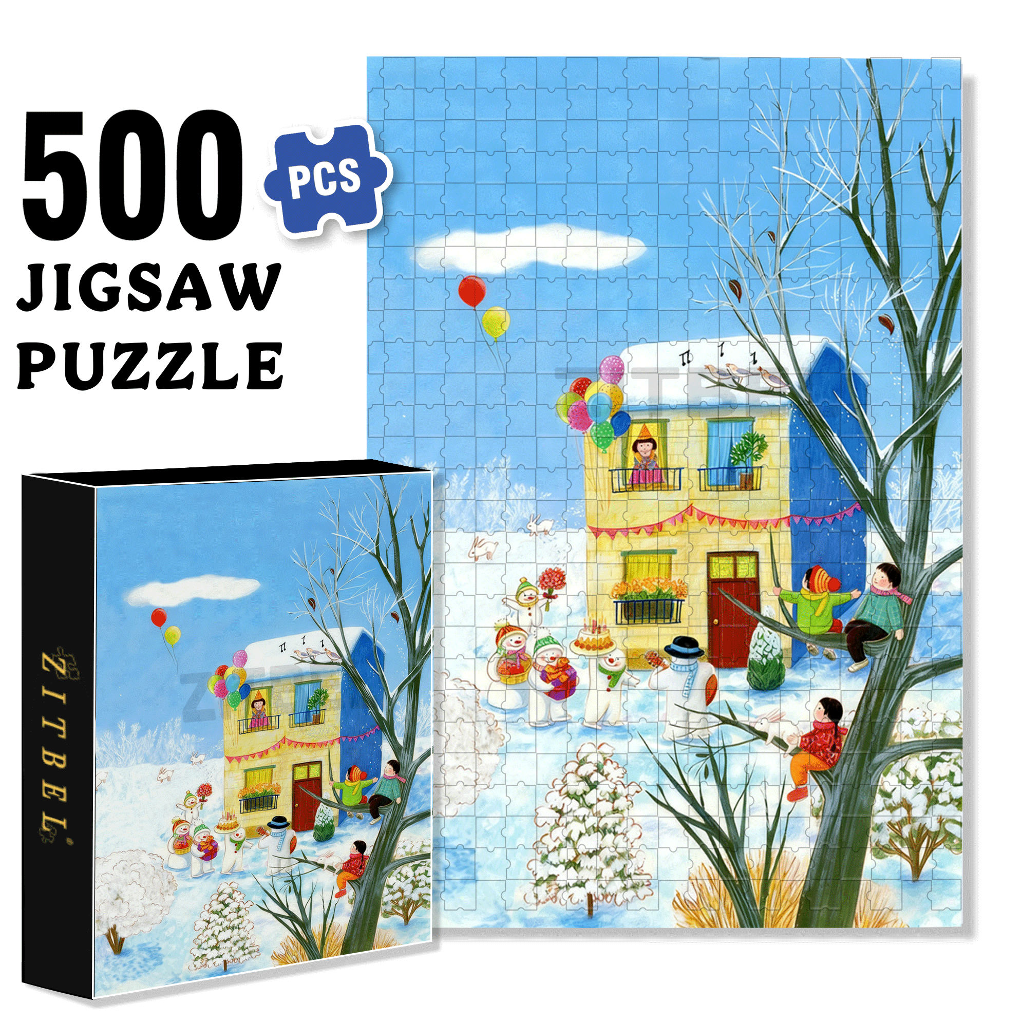On The Birthday 500pcs/1000pcs Jigsaw Puzzle, Scratch-Resistant, Interactive Family Game & Brain-Boosting DIY Decor, Perfect for Halloween, Christmas & New Year Gifts, Family Puzzle Game