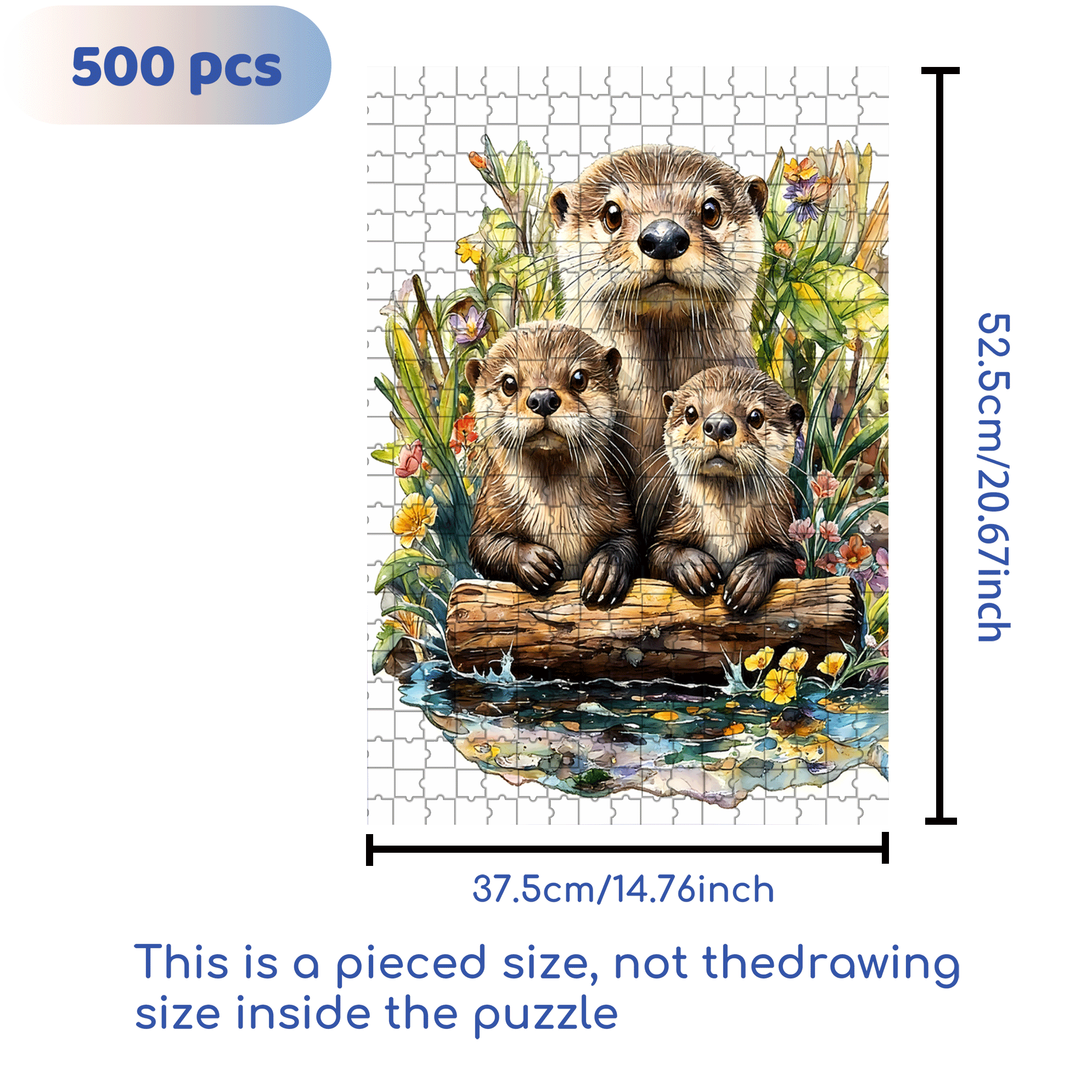 Otters 500pcs/1000pcs Jigsaw Puzzle, Scratch-Resistant, Interactive Family Game & Brain-Boosting DIY Decor, Perfect for Halloween, Christmas & New Year Gifts, Family Puzzle Game