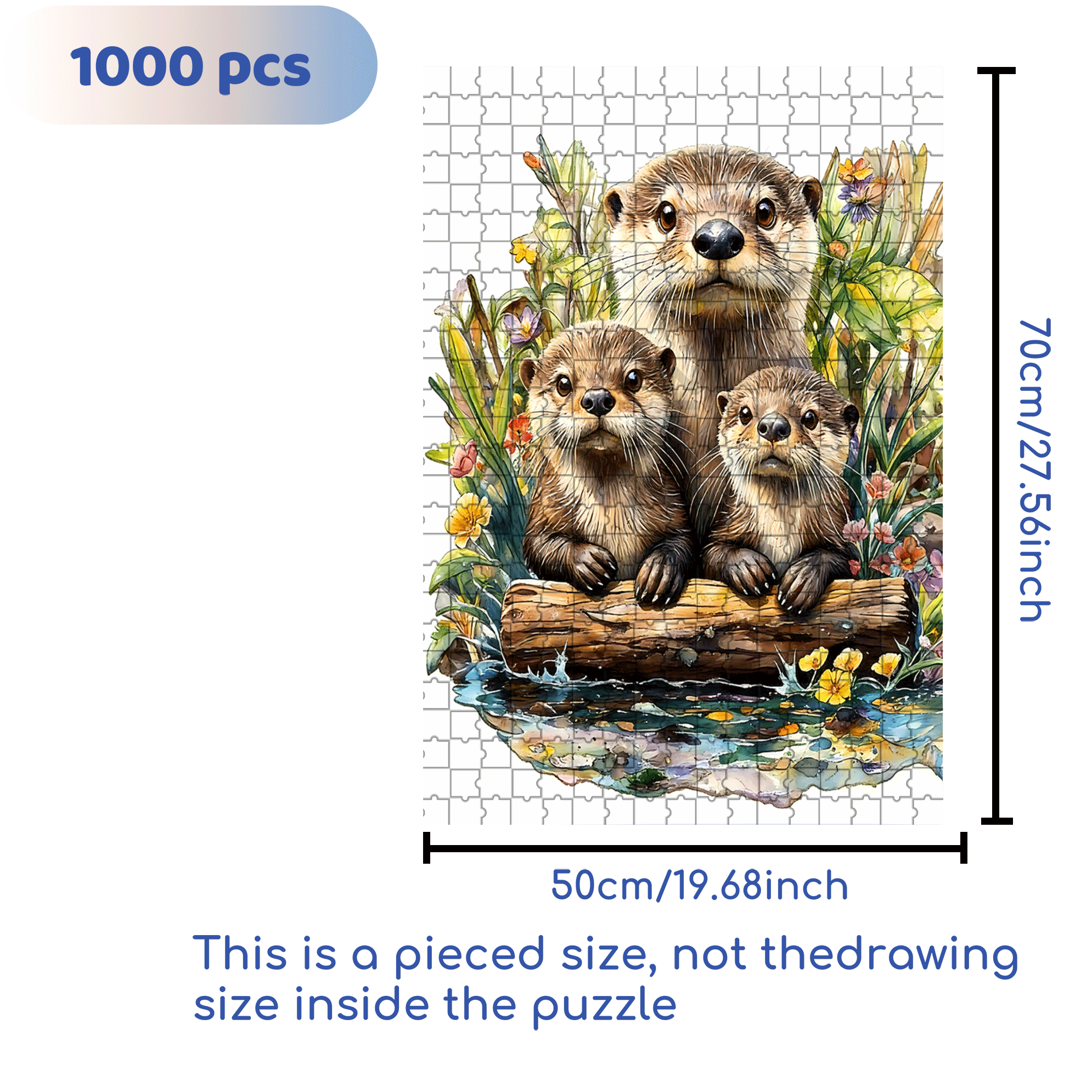 Otters 500pcs/1000pcs Jigsaw Puzzle, Scratch-Resistant, Interactive Family Game & Brain-Boosting DIY Decor, Perfect for Halloween, Christmas & New Year Gifts, Family Puzzle Game