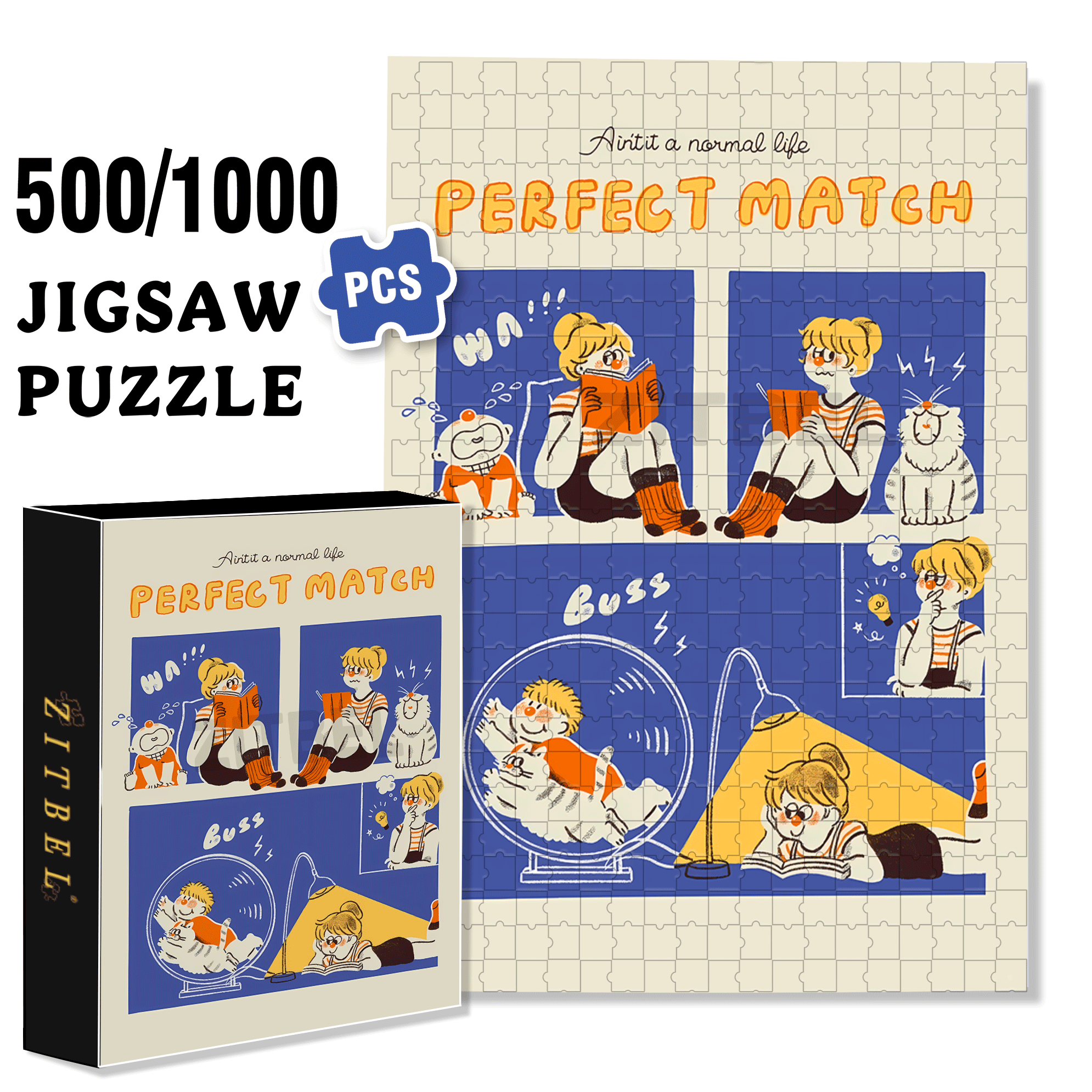 Perfect Match 500pcs/1000pcs Jigsaw Puzzle, Scratch-Resistant, Interactive Family Game & Brain-Boosting DIY Decor, Perfect for Halloween, Christmas & New Year Gifts, Family Puzzle Game