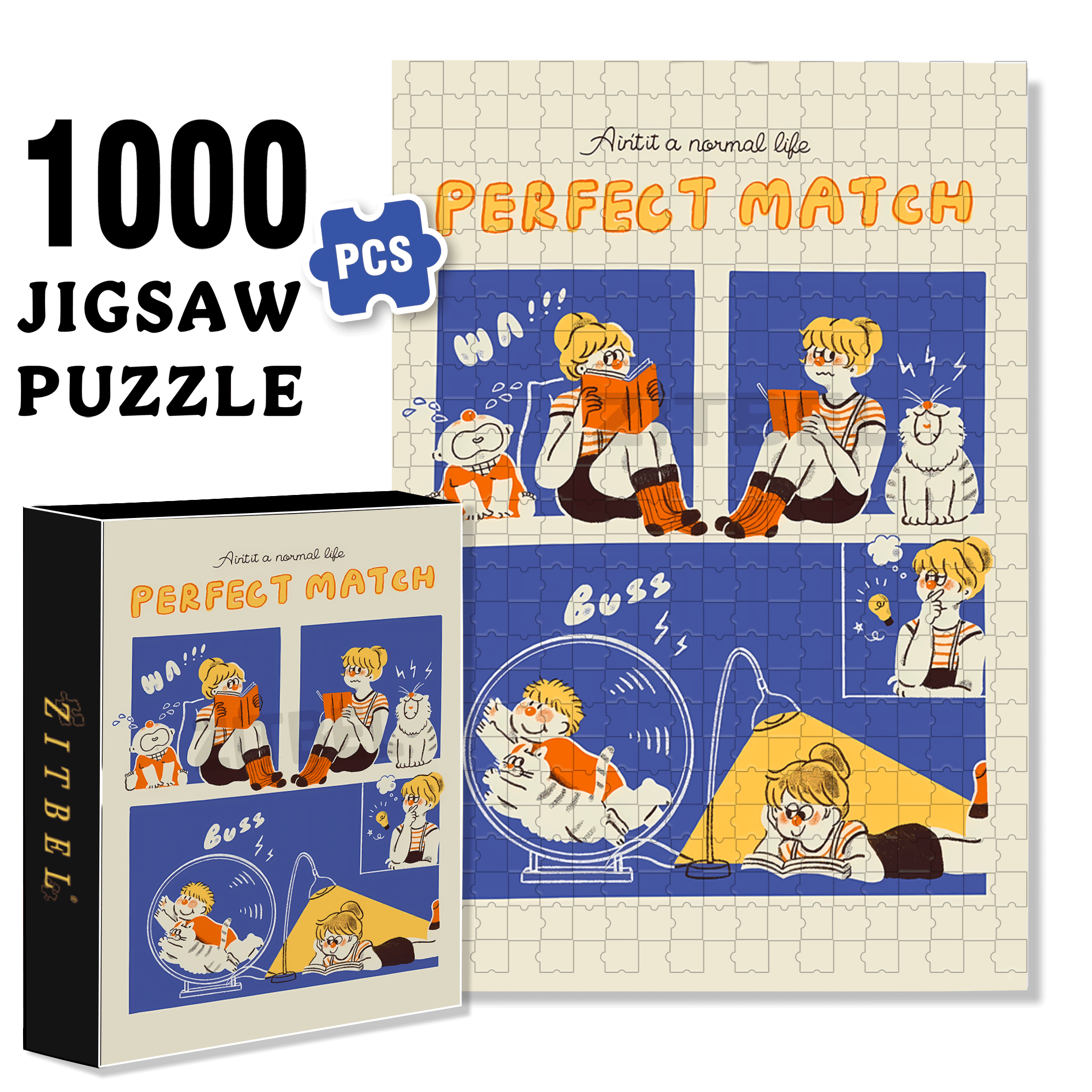 Perfect Match 500pcs/1000pcs Jigsaw Puzzle, Scratch-Resistant, Interactive Family Game & Brain-Boosting DIY Decor, Perfect for Halloween, Christmas & New Year Gifts, Family Puzzle Game
