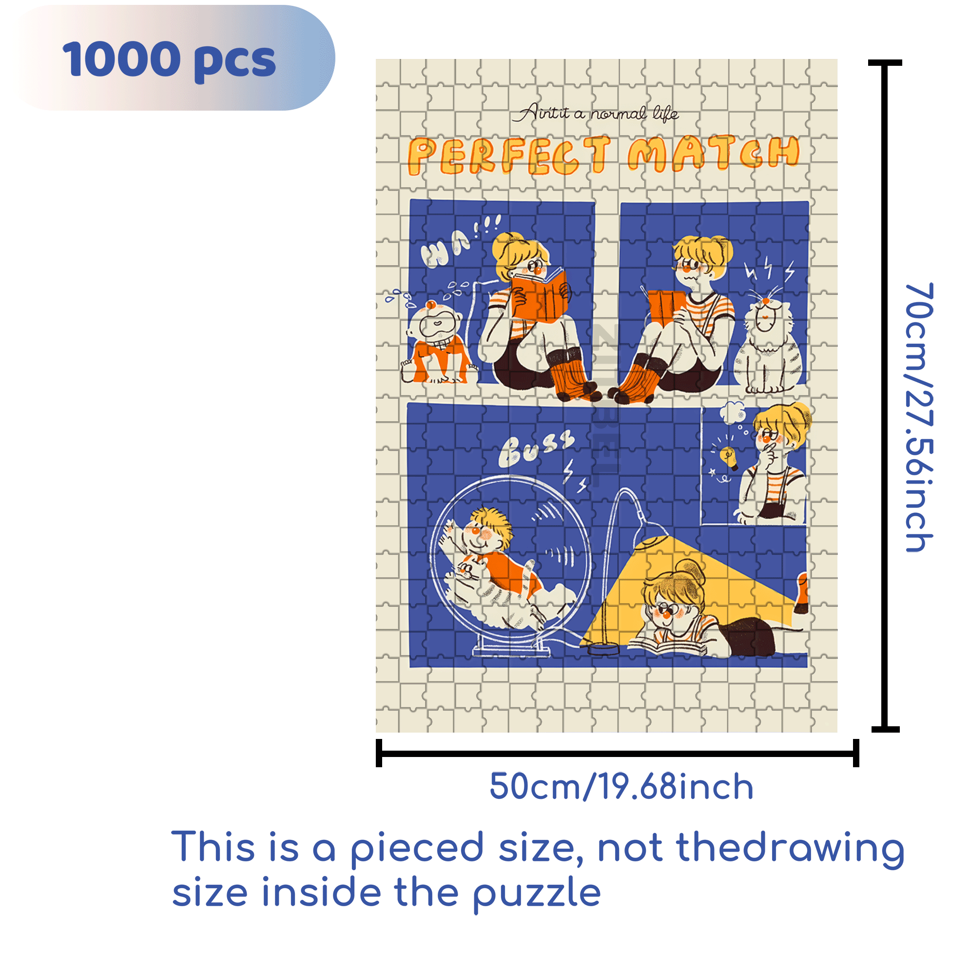 Perfect Match 500pcs/1000pcs Jigsaw Puzzle, Scratch-Resistant, Interactive Family Game & Brain-Boosting DIY Decor, Perfect for Halloween, Christmas & New Year Gifts, Family Puzzle Game
