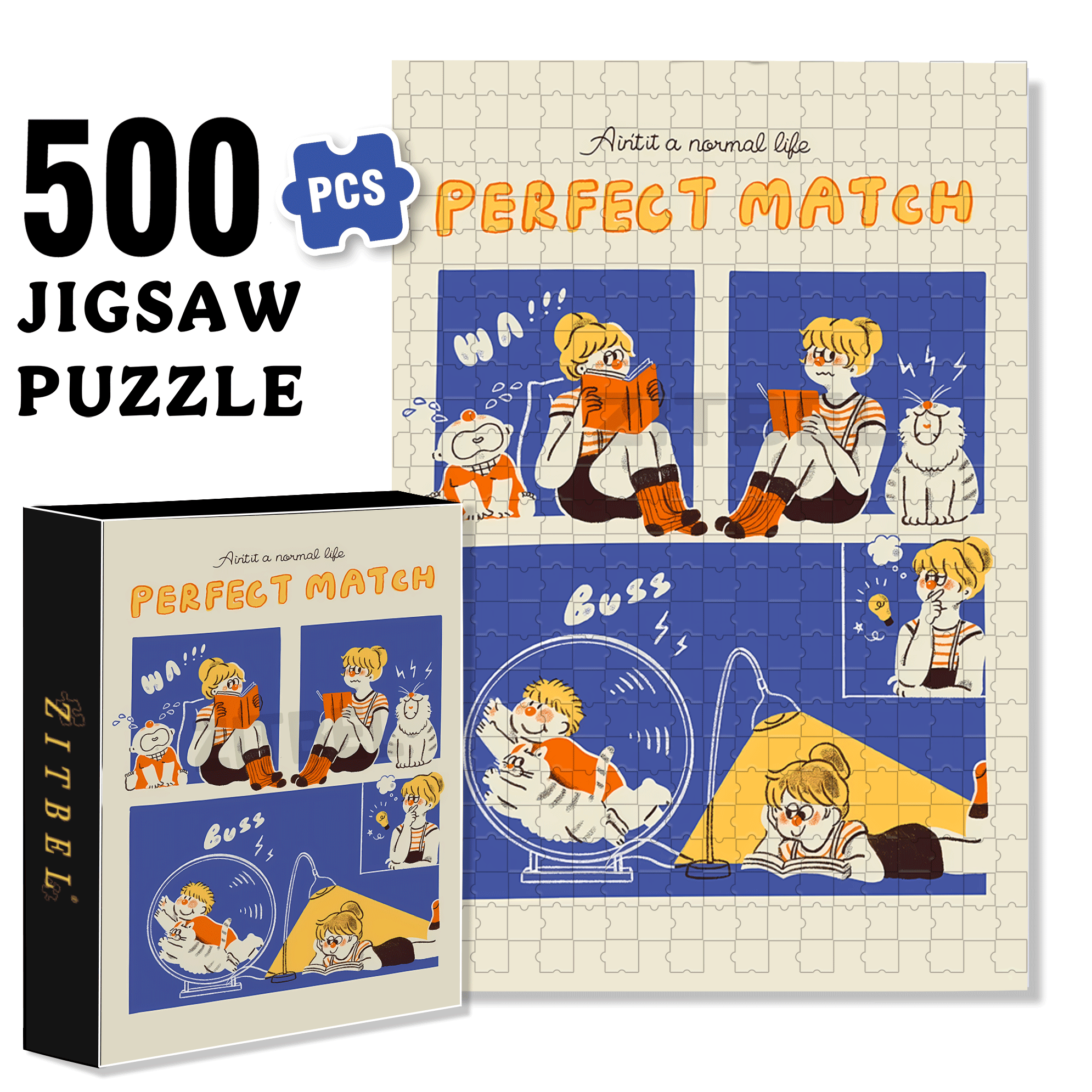 Perfect Match 500pcs/1000pcs Jigsaw Puzzle, Scratch-Resistant, Interactive Family Game & Brain-Boosting DIY Decor, Perfect for Halloween, Christmas & New Year Gifts, Family Puzzle Game
