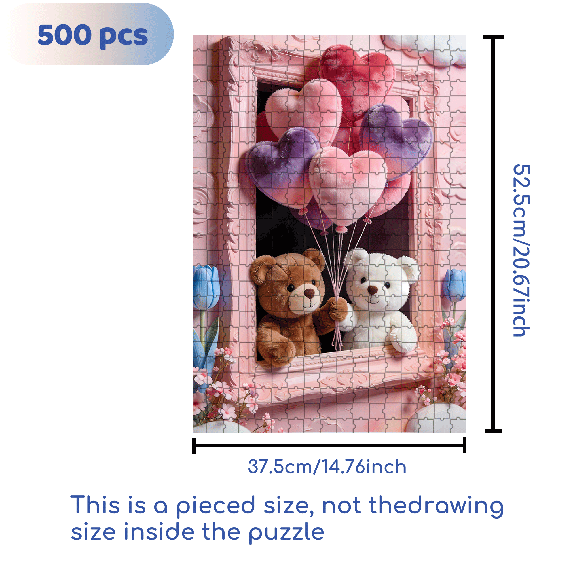 Plush Heart-Shaped Balloon 500pcs/1000pcs Jigsaw Puzzle, Scratch-Resistant, Interactive Family Game & Brain-Boosting DIY Decor, Perfect for Halloween, Christmas & New Year Gifts, Family Puzzle Game