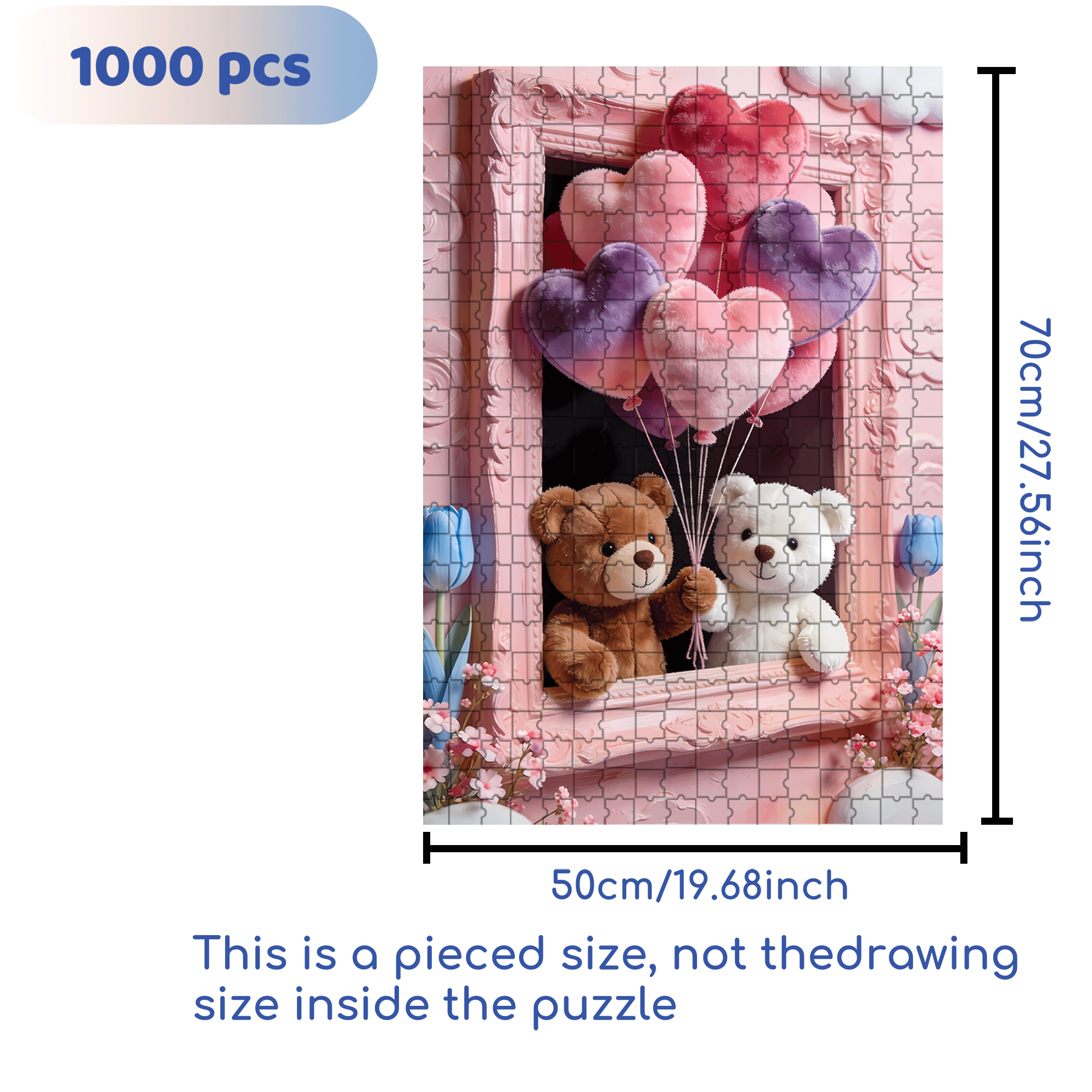 Plush Heart-Shaped Balloon 500pcs/1000pcs Jigsaw Puzzle, Scratch-Resistant, Interactive Family Game & Brain-Boosting DIY Decor, Perfect for Halloween, Christmas & New Year Gifts, Family Puzzle Game