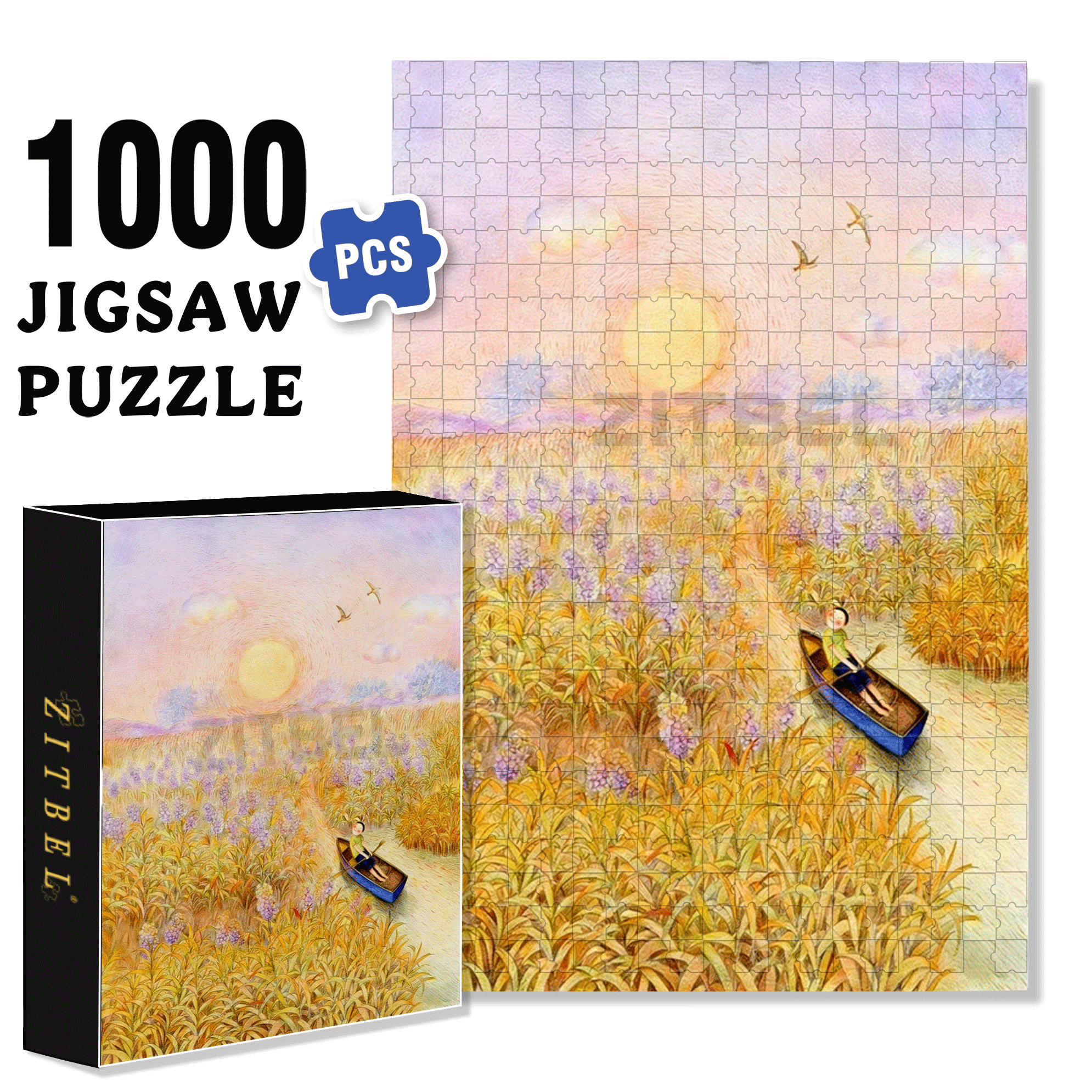 Rice 500pcs/1000pcs Jigsaw Puzzle, Scratch-Resistant, Interactive Family Game & Brain-Boosting DIY Decor, Perfect for Halloween, Christmas & New Year Gifts, Family Puzzle Game