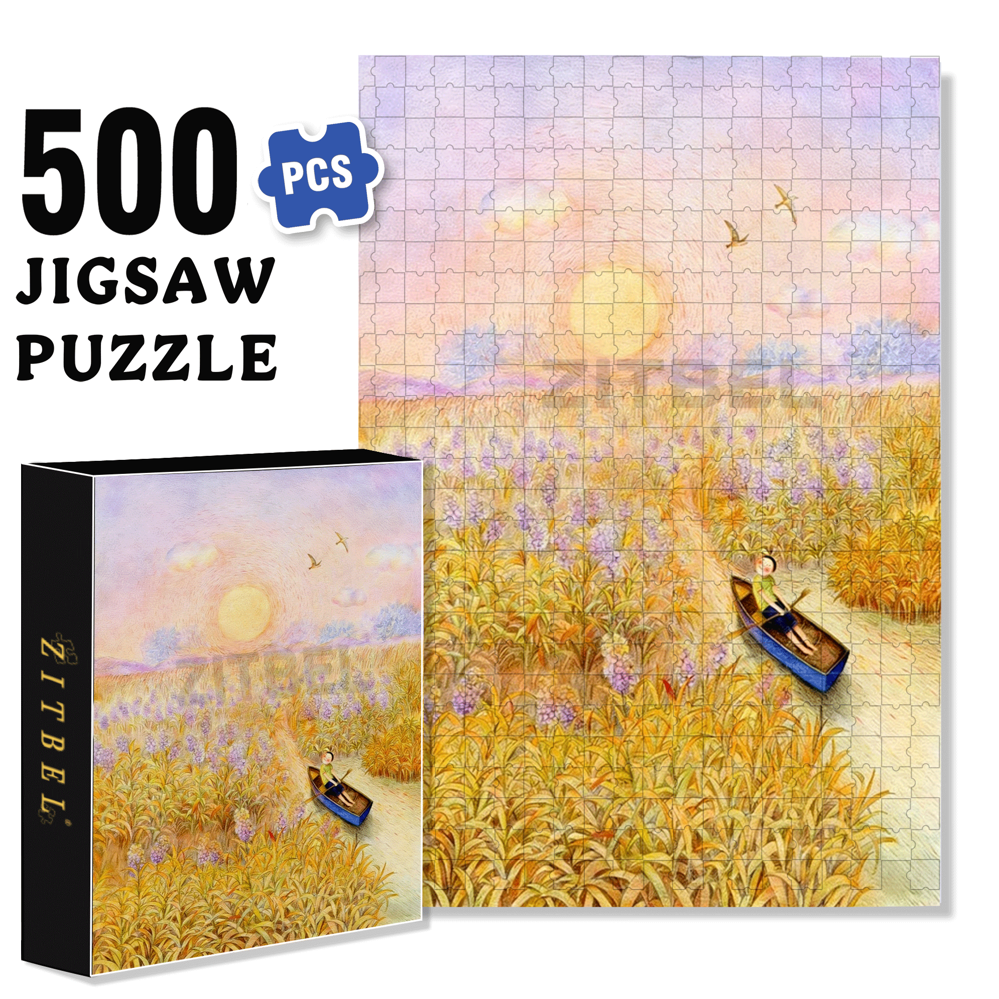Rice 500pcs/1000pcs Jigsaw Puzzle, Scratch-Resistant, Interactive Family Game & Brain-Boosting DIY Decor, Perfect for Halloween, Christmas & New Year Gifts, Family Puzzle Game