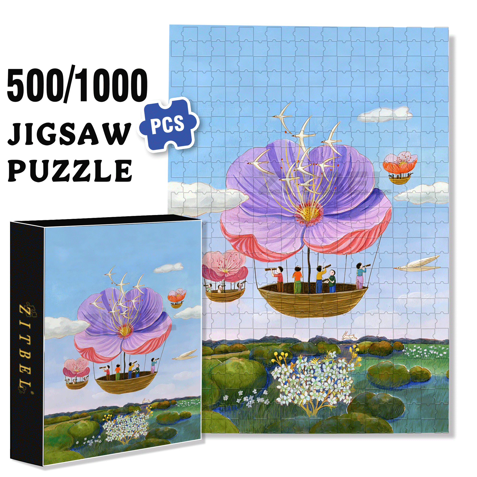 Searching For A Paradise 500pcs/1000pcs Jigsaw Puzzle, Scratch-Resistant, Interactive Family Game & Brain-Boosting DIY Decor, Perfect for Halloween, Christmas & New Year Gifts, Family Puzzle Game