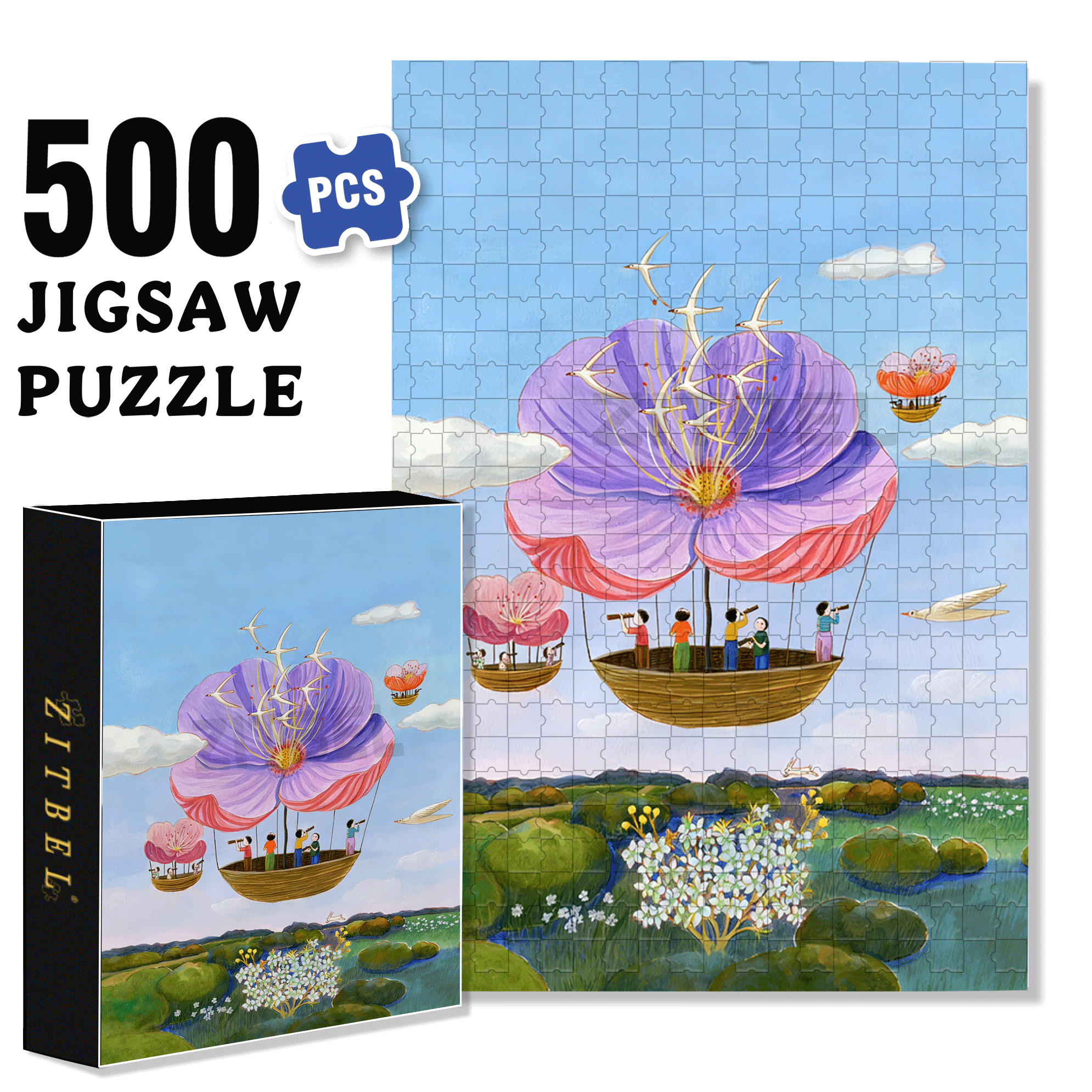Searching For A Paradise 500pcs/1000pcs Jigsaw Puzzle, Scratch-Resistant, Interactive Family Game & Brain-Boosting DIY Decor, Perfect for Halloween, Christmas & New Year Gifts, Family Puzzle Game