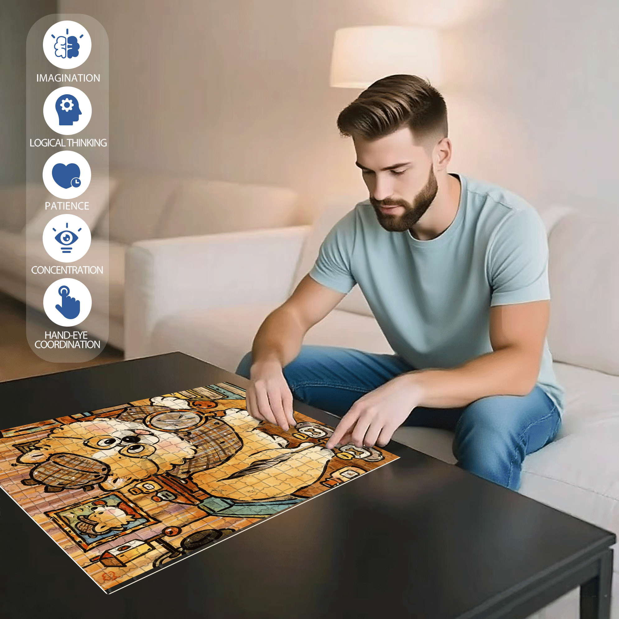 Sherlock Holmes  500pcs/1000pcs Jigsaw Puzzle, Scratch-Resistant, Interactive Family Game & Brain-Boosting DIY Decor, Perfect for Halloween, Christmas & New Year Gifts, Family Puzzle Game
