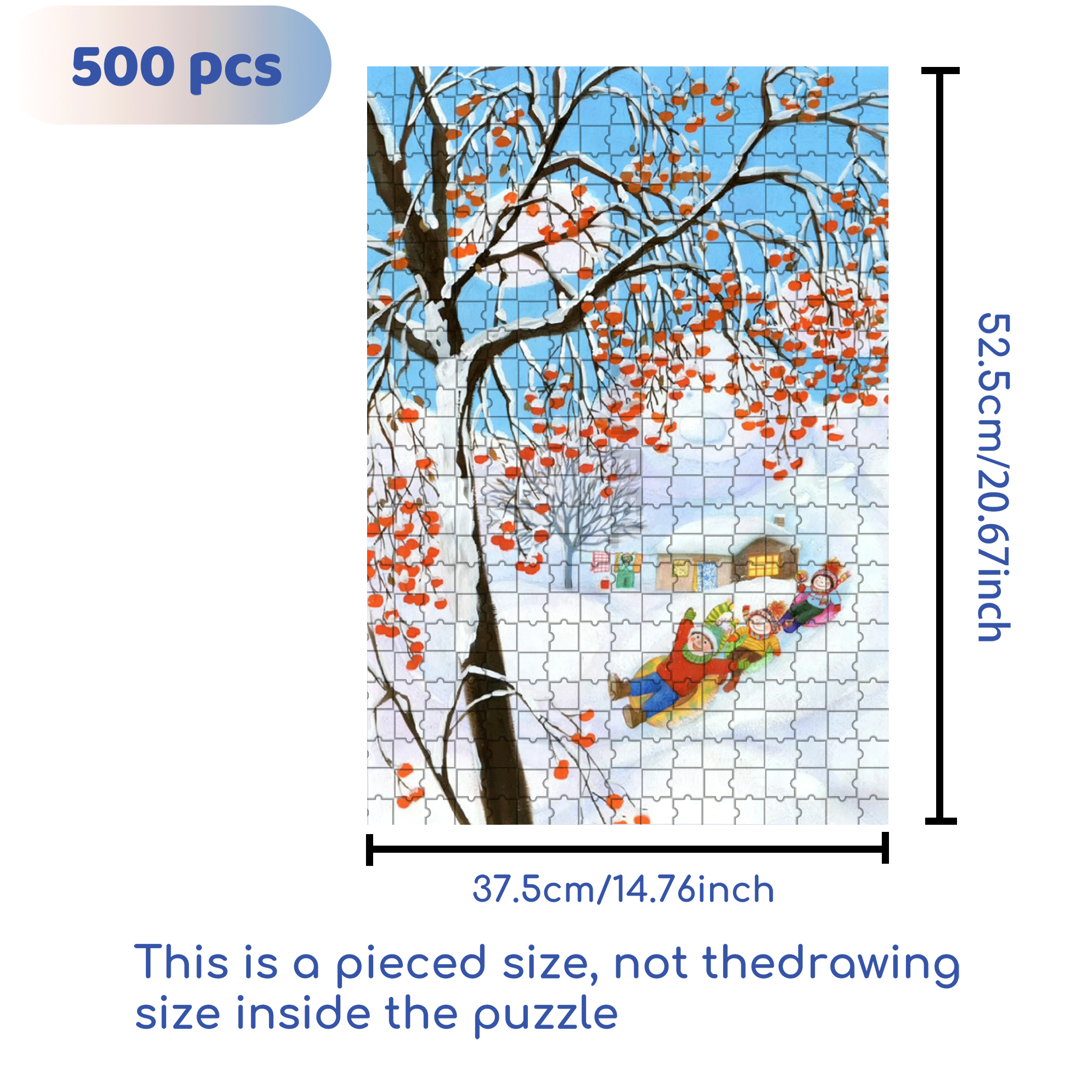 Happy Snow Child 500pcs/1000pcs Jigsaw Puzzle, Scratch-Resistant, Interactive Family Game & Brain-Boosting DIY Decor, Perfect for Halloween, Christmas & New Year Gifts, Family Puzzle Game