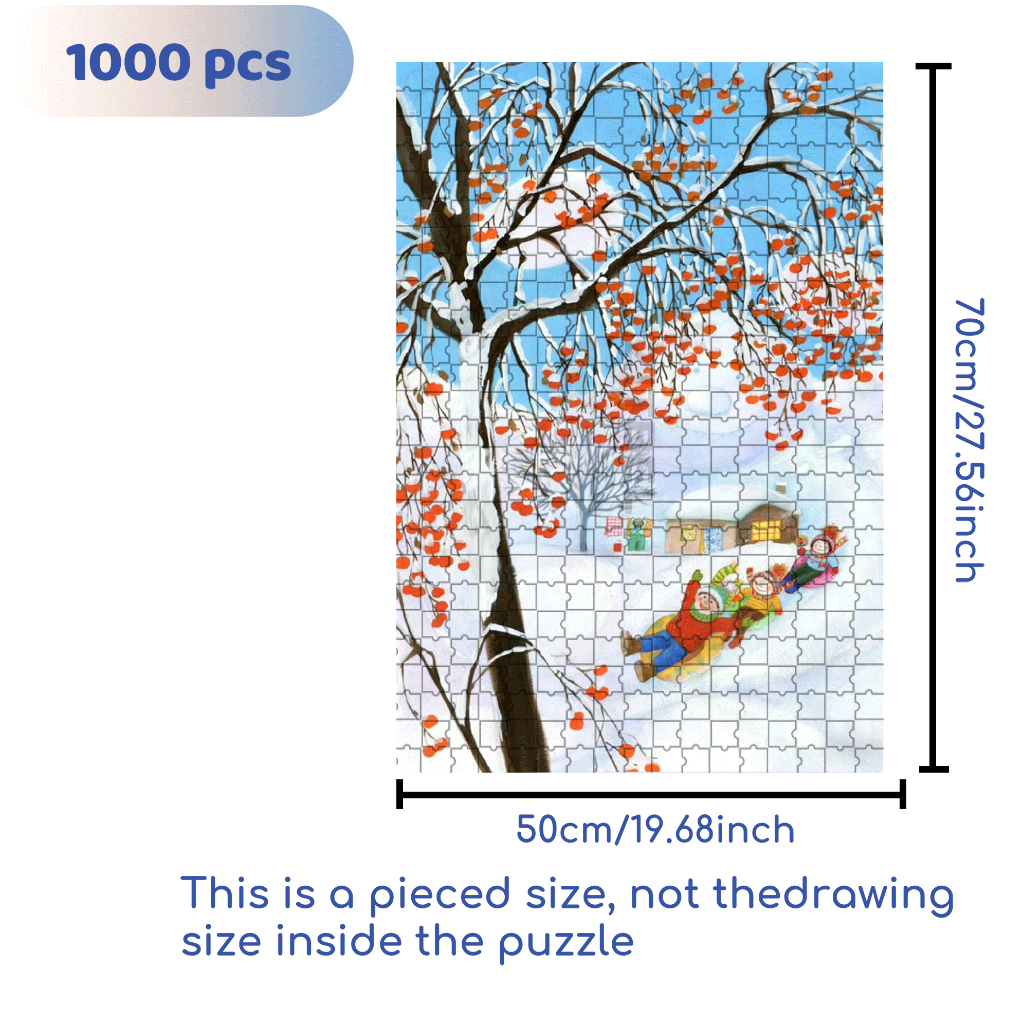 Happy Snow Child 500pcs/1000pcs Jigsaw Puzzle, Scratch-Resistant, Interactive Family Game & Brain-Boosting DIY Decor, Perfect for Halloween, Christmas & New Year Gifts, Family Puzzle Game