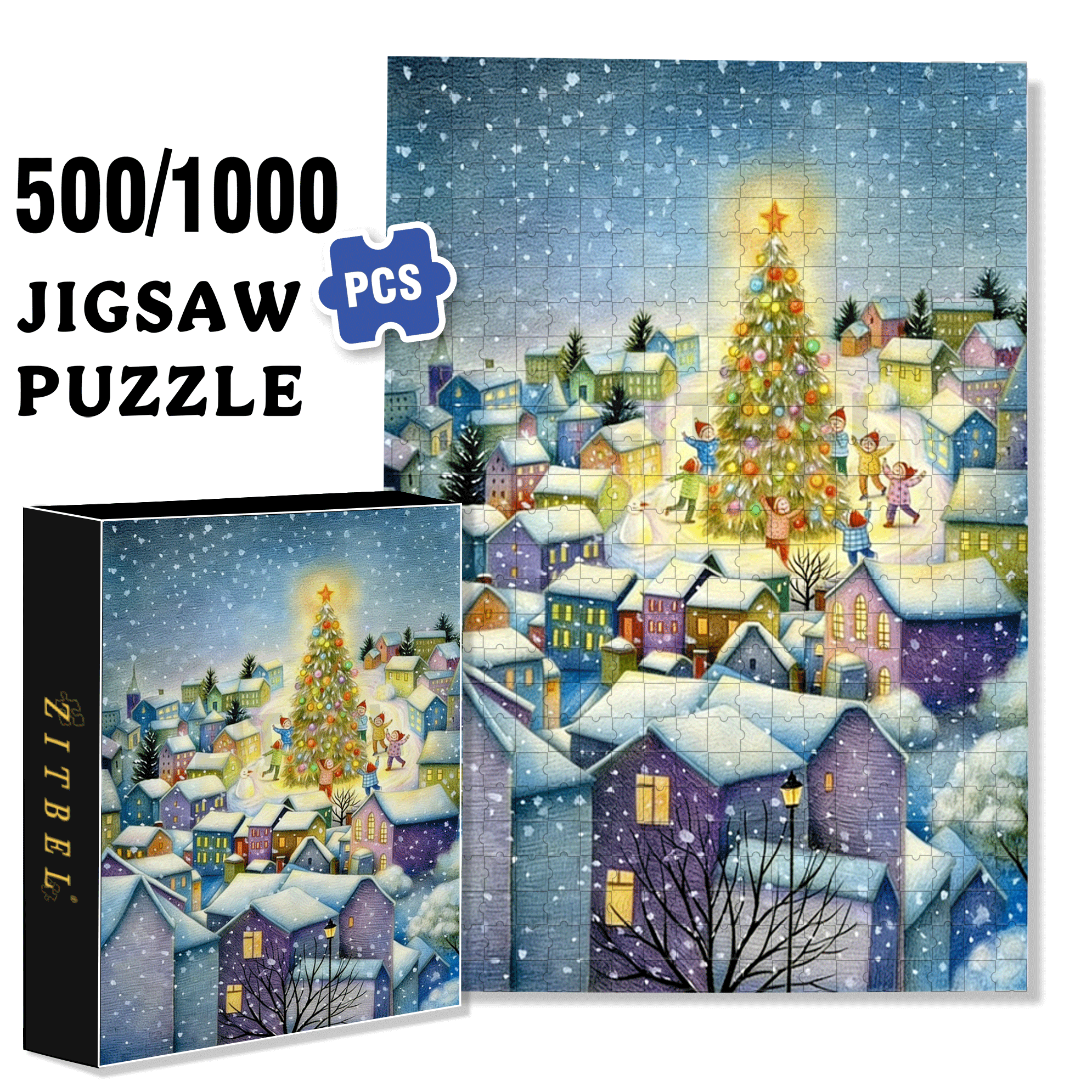 Snow Country Christmas 500pcs/1000pcs Jigsaw Puzzle, Scratch-Resistant, Interactive Family Game & Brain-Boosting DIY Decor, Perfect for Halloween, Christmas & New Year Gifts, Family Puzzle Game