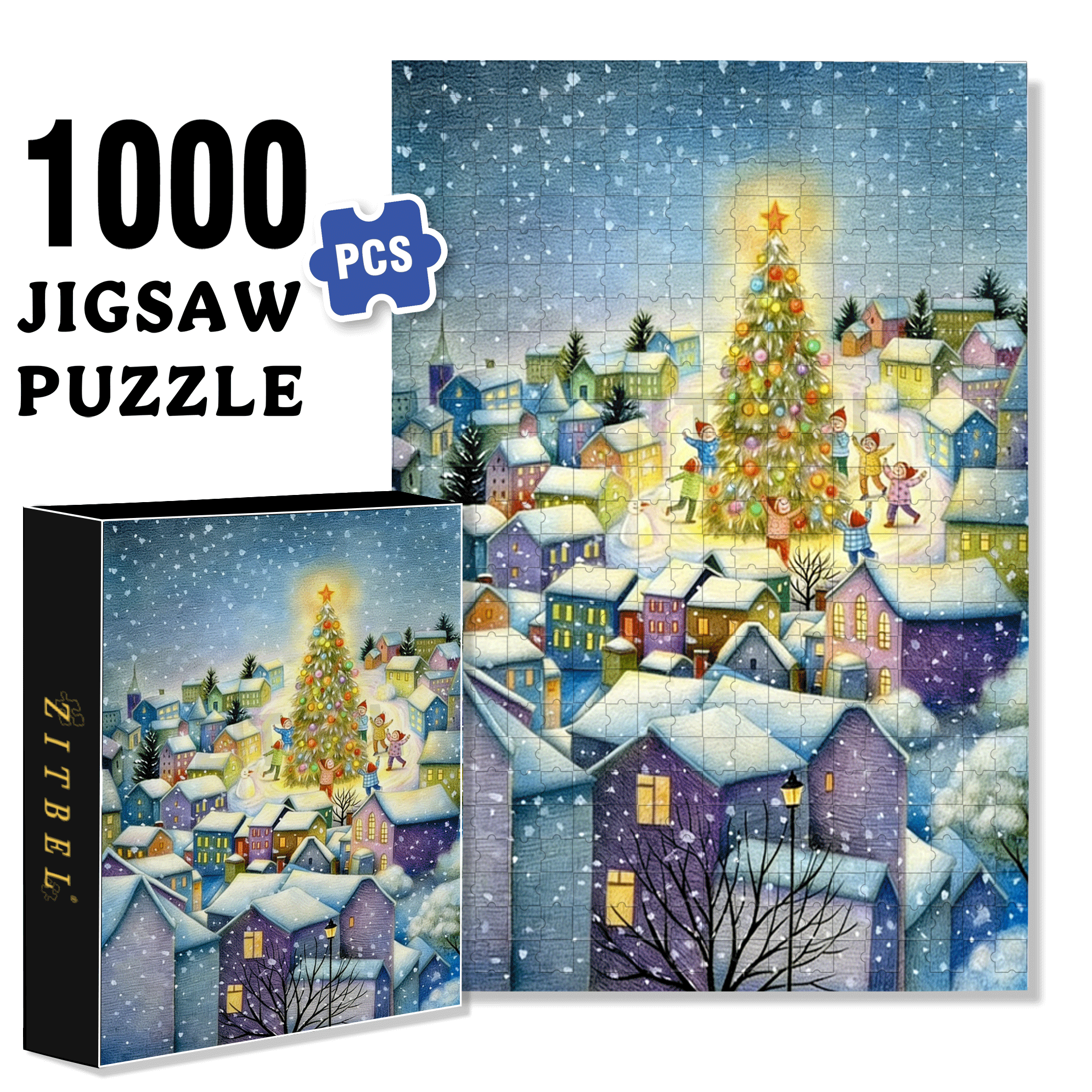 Snow Country Christmas 500pcs/1000pcs Jigsaw Puzzle, Scratch-Resistant, Interactive Family Game & Brain-Boosting DIY Decor, Perfect for Halloween, Christmas & New Year Gifts, Family Puzzle Game