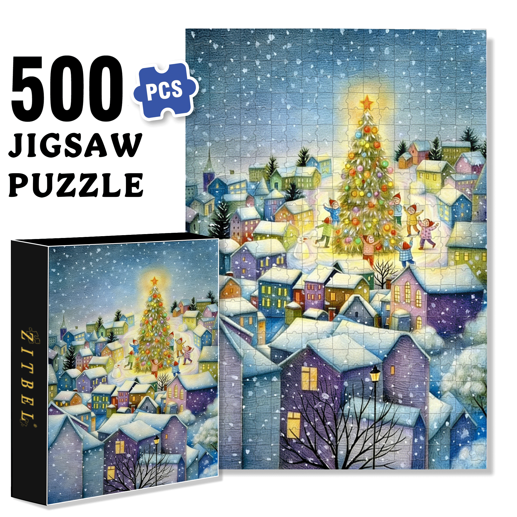 Snow Country Christmas 500pcs/1000pcs Jigsaw Puzzle, Scratch-Resistant, Interactive Family Game & Brain-Boosting DIY Decor, Perfect for Halloween, Christmas & New Year Gifts, Family Puzzle Game