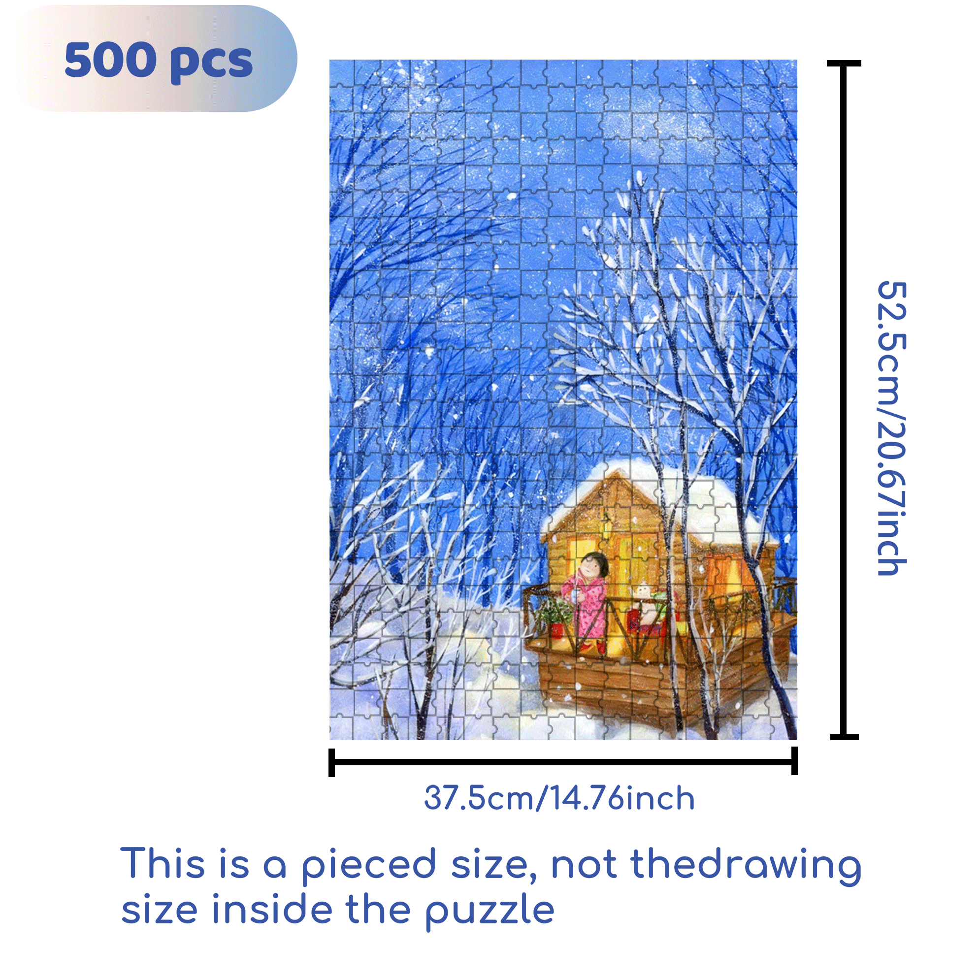 Snowflakes And Wooden Houses 500pcs/1000pcs Jigsaw Puzzle, Scratch-Resistant, Interactive Family Game & Brain-Boosting DIY Decor, Perfect for Halloween, Christmas & New Year Gifts, Family Puzzle Game