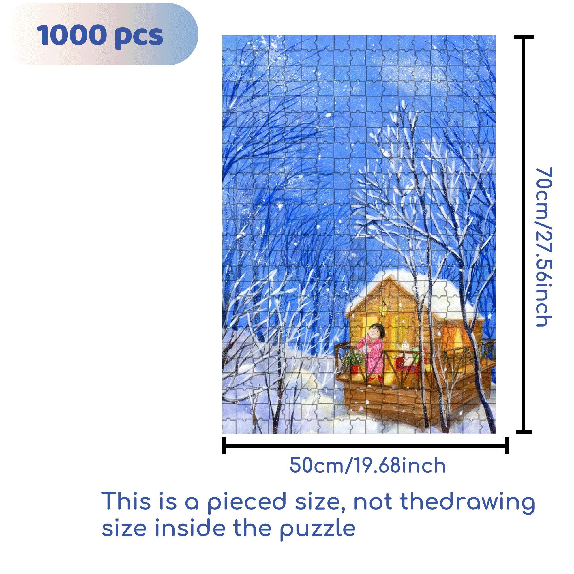 Snowflakes And Wooden Houses 500pcs/1000pcs Jigsaw Puzzle, Scratch-Resistant, Interactive Family Game & Brain-Boosting DIY Decor, Perfect for Halloween, Christmas & New Year Gifts, Family Puzzle Game