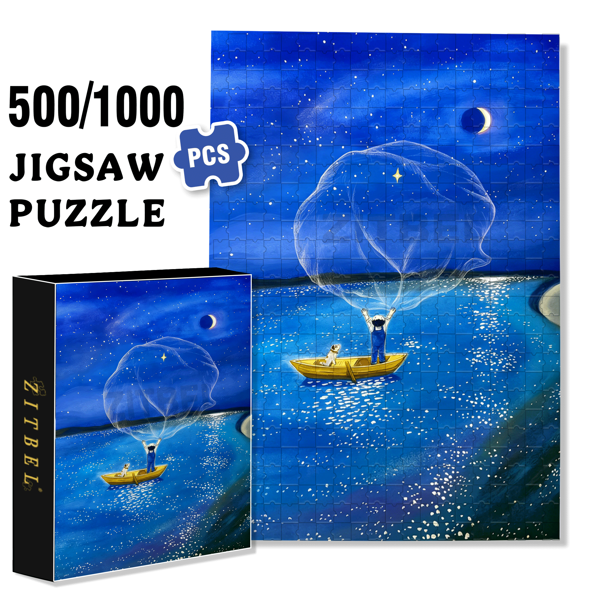 Sprinkle A Net Of Stars 500pcs/1000pcs Jigsaw Puzzle, Scratch-Resistant, Interactive Family Game & Brain-Boosting DIY Decor, Perfect for Halloween, Christmas & New Year Gifts, Family Puzzle Game