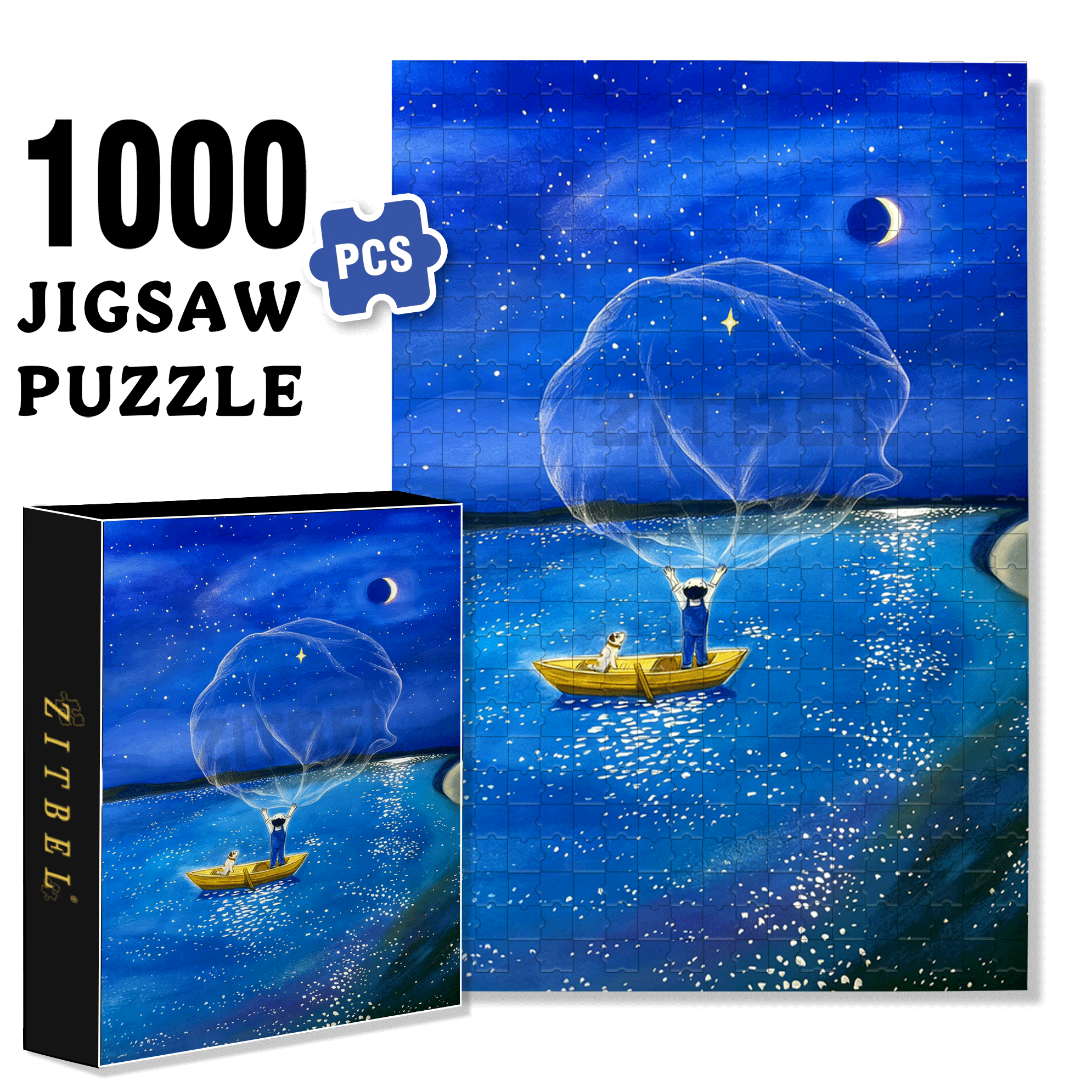 Sprinkle A Net Of Stars 500pcs/1000pcs Jigsaw Puzzle, Scratch-Resistant, Interactive Family Game & Brain-Boosting DIY Decor, Perfect for Halloween, Christmas & New Year Gifts, Family Puzzle Game