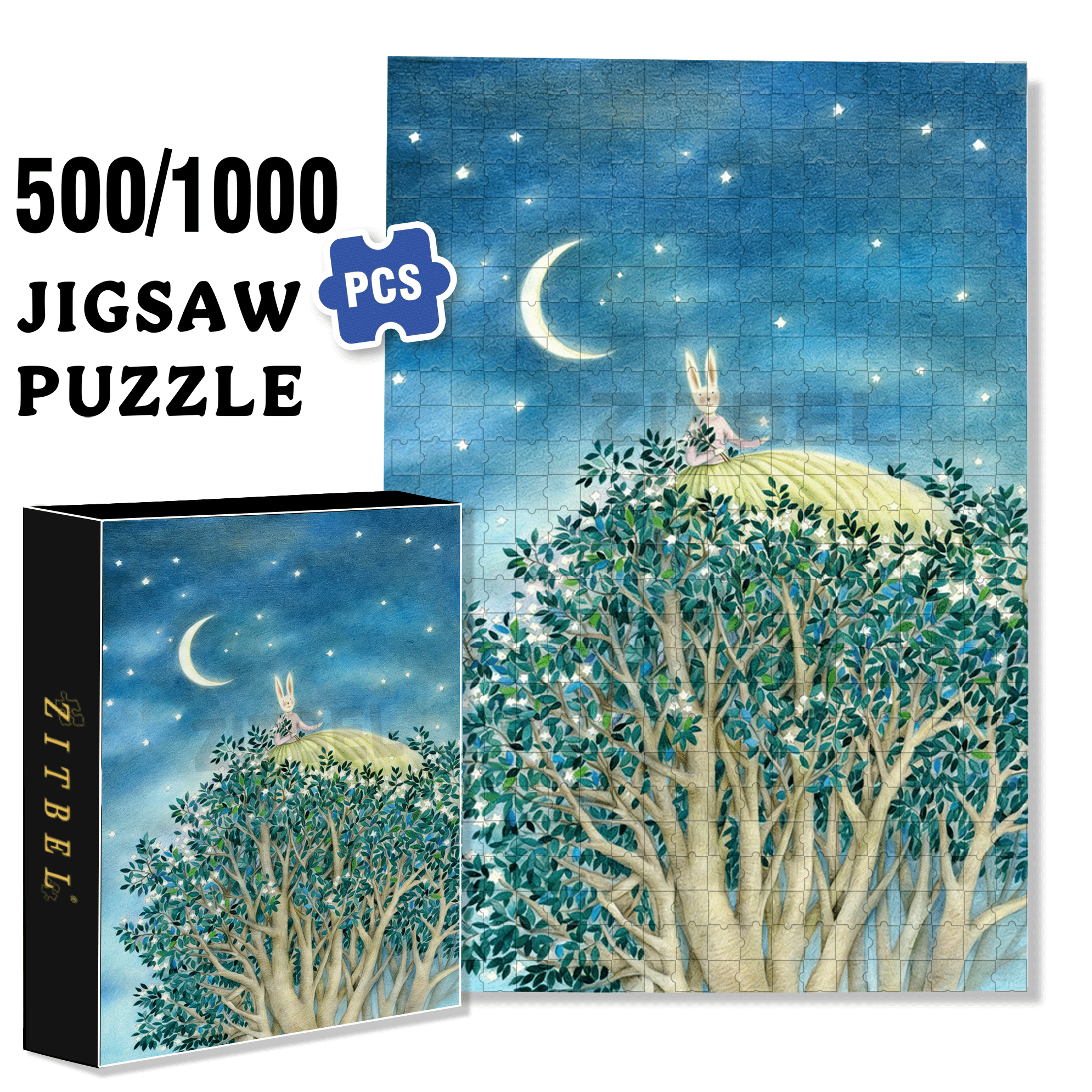Star Tree 500pcs/1000pcs Jigsaw Puzzle, Scratch-Resistant, Interactive Family Game & Brain-Boosting DIY Decor, Perfect for Halloween, Christmas & New Year Gifts, Family Puzzle Game