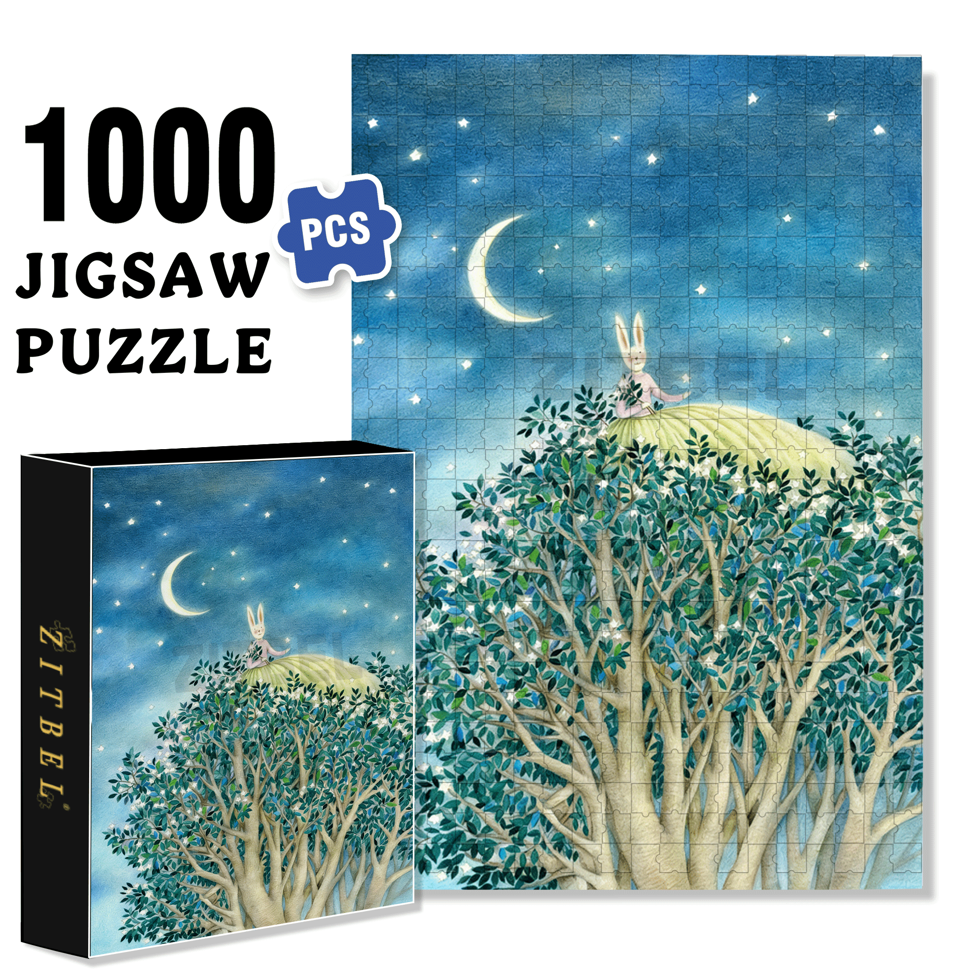 Star Tree 500pcs/1000pcs Jigsaw Puzzle, Scratch-Resistant, Interactive Family Game & Brain-Boosting DIY Decor, Perfect for Halloween, Christmas & New Year Gifts, Family Puzzle Game