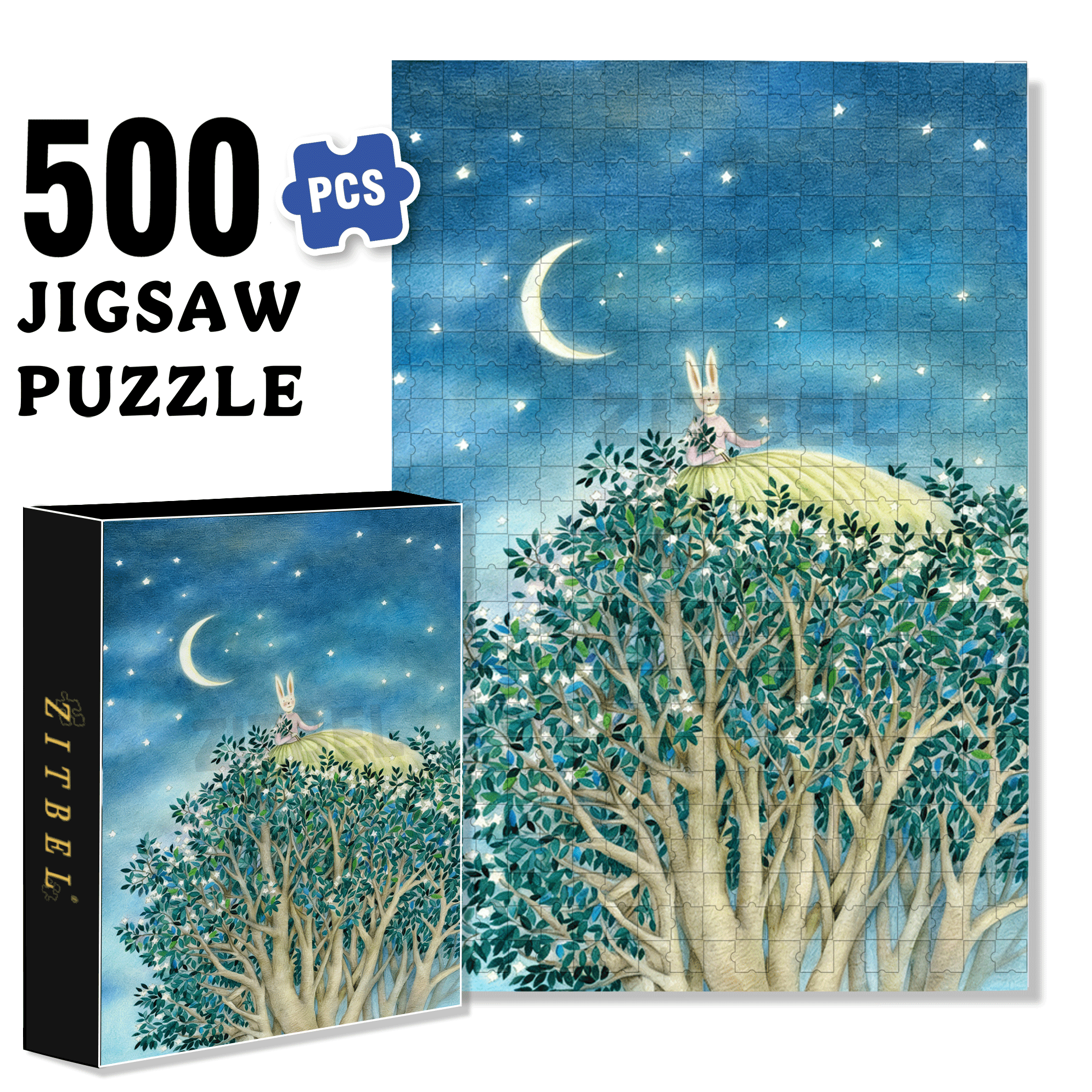 Star Tree 500pcs/1000pcs Jigsaw Puzzle, Scratch-Resistant, Interactive Family Game & Brain-Boosting DIY Decor, Perfect for Halloween, Christmas & New Year Gifts, Family Puzzle Game