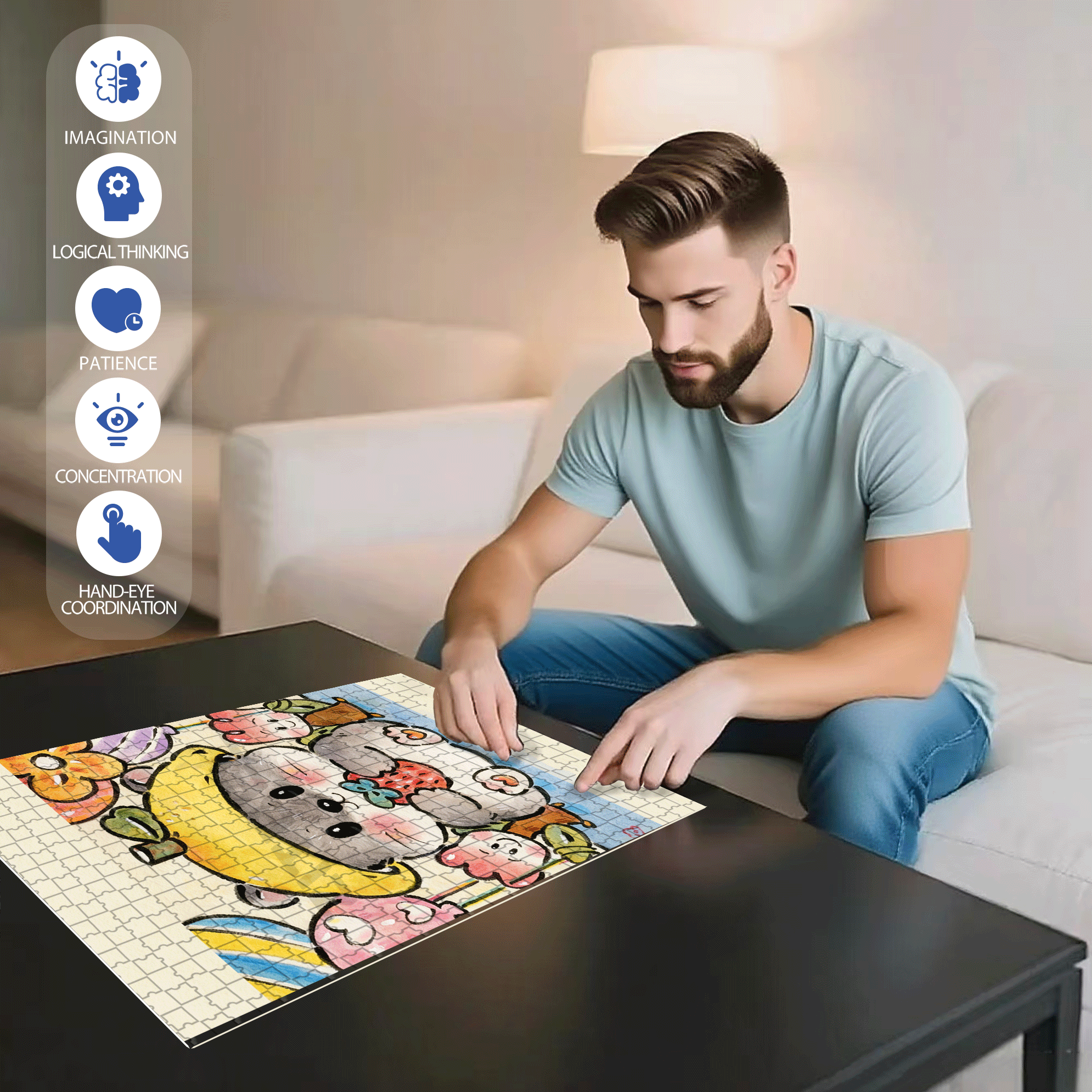 Strawberry Hamster 500pcs/1000pcs Jigsaw Puzzle, Scratch-Resistant, Interactive Family Game & Brain-Boosting DIY Decor, Perfect for Halloween, Christmas & New Year Gifts, Family Puzzle Game