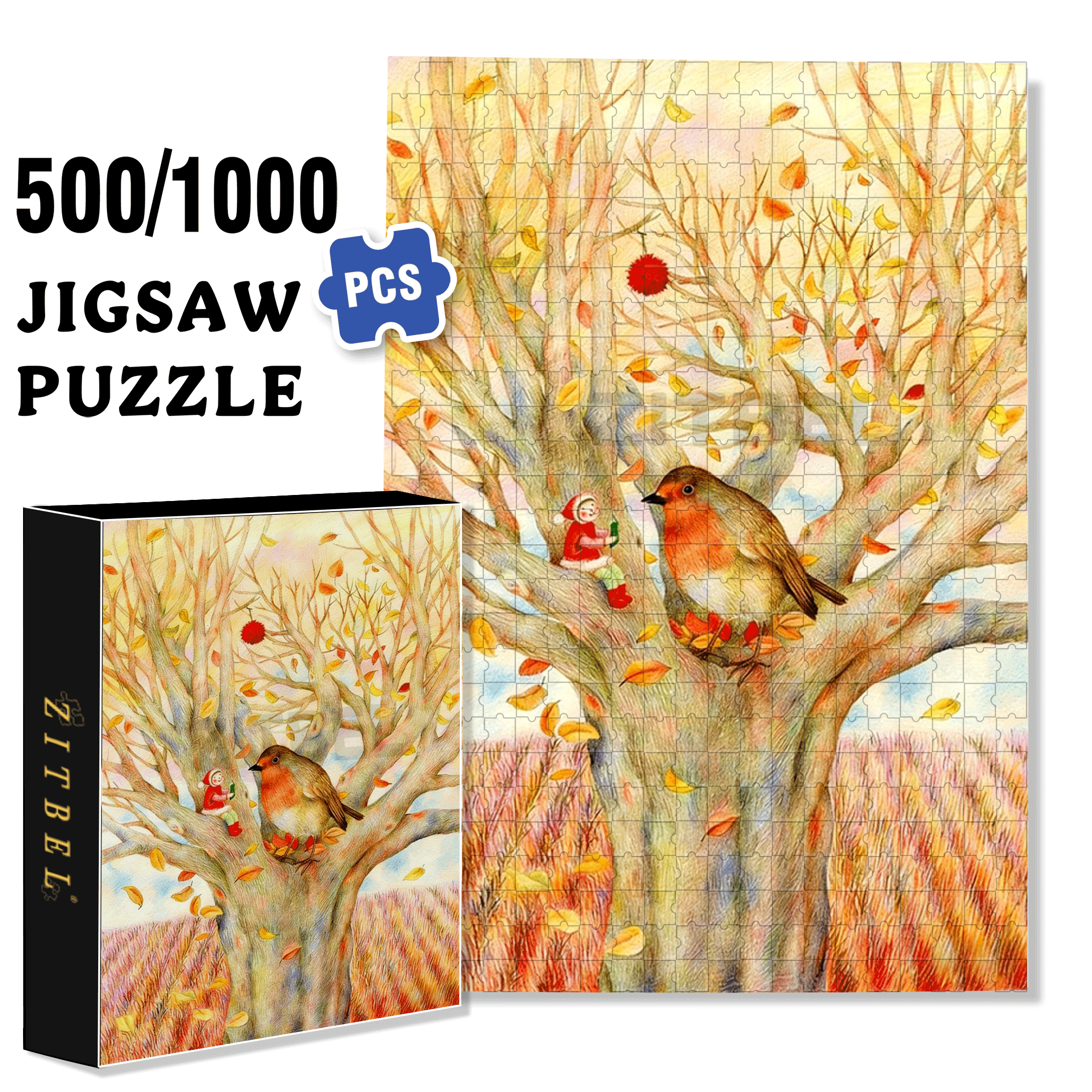 Successfully Entering Winter 500pcs/1000pcs Jigsaw Puzzle, Scratch-Resistant, Interactive Family Game & Brain-Boosting DIY Decor, Perfect for Halloween, Christmas & New Year Gifts, Family Puzzle Game