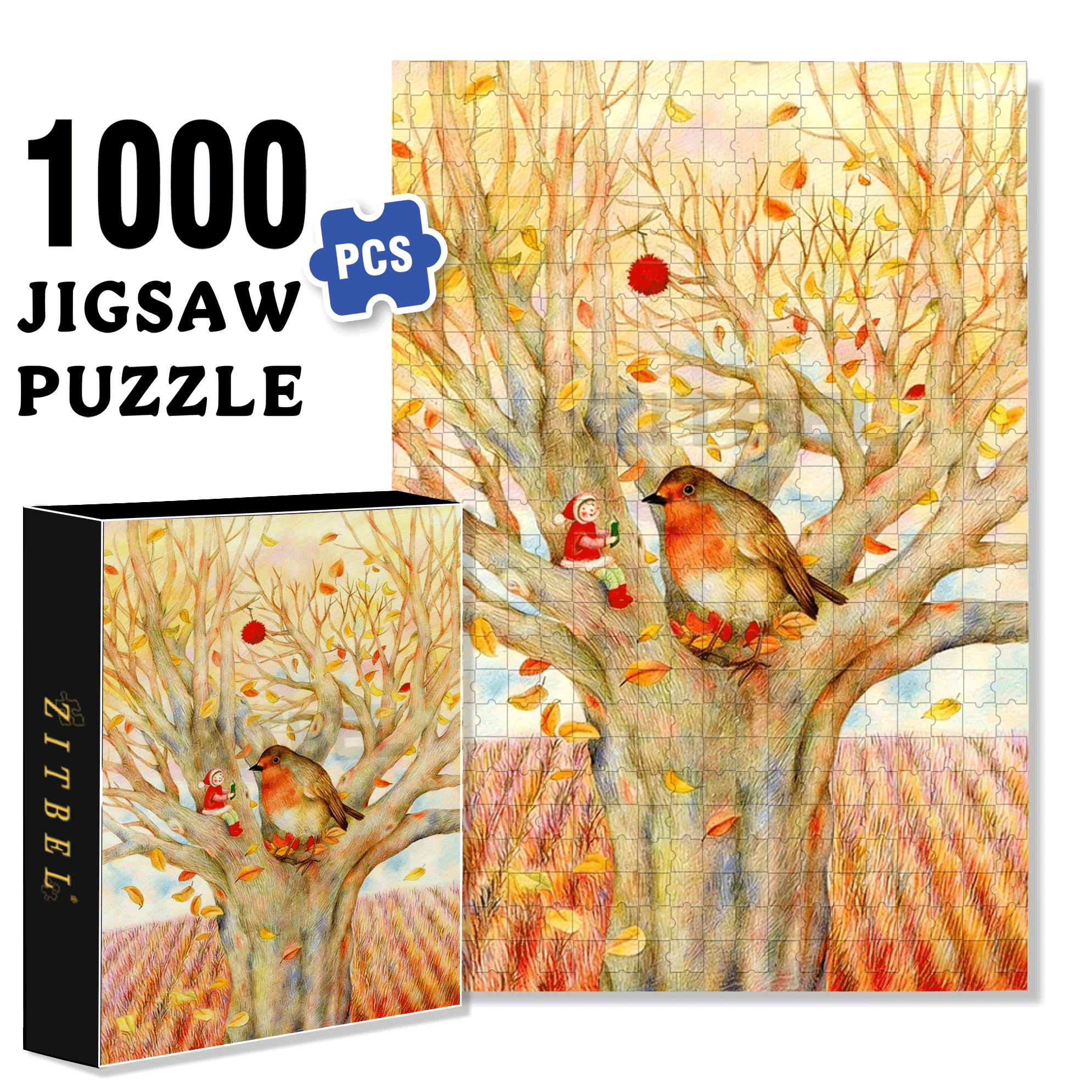 Successfully Entering Winter 500pcs/1000pcs Jigsaw Puzzle, Scratch-Resistant, Interactive Family Game & Brain-Boosting DIY Decor, Perfect for Halloween, Christmas & New Year Gifts, Family Puzzle Game