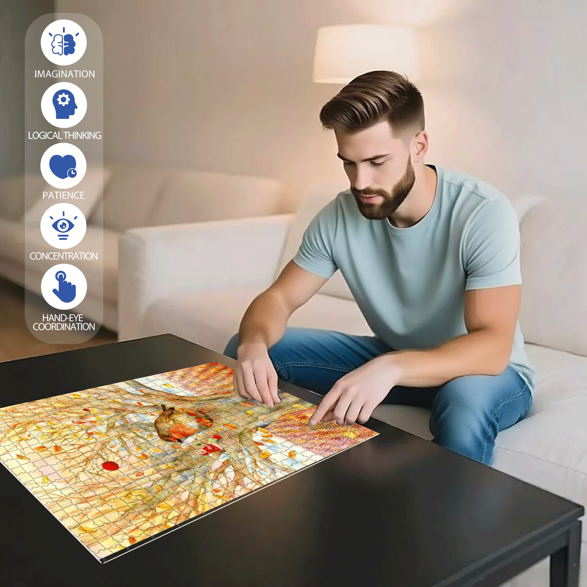 Successfully Entering Winter 500pcs/1000pcs Jigsaw Puzzle, Scratch-Resistant, Interactive Family Game & Brain-Boosting DIY Decor, Perfect for Halloween, Christmas & New Year Gifts, Family Puzzle Game