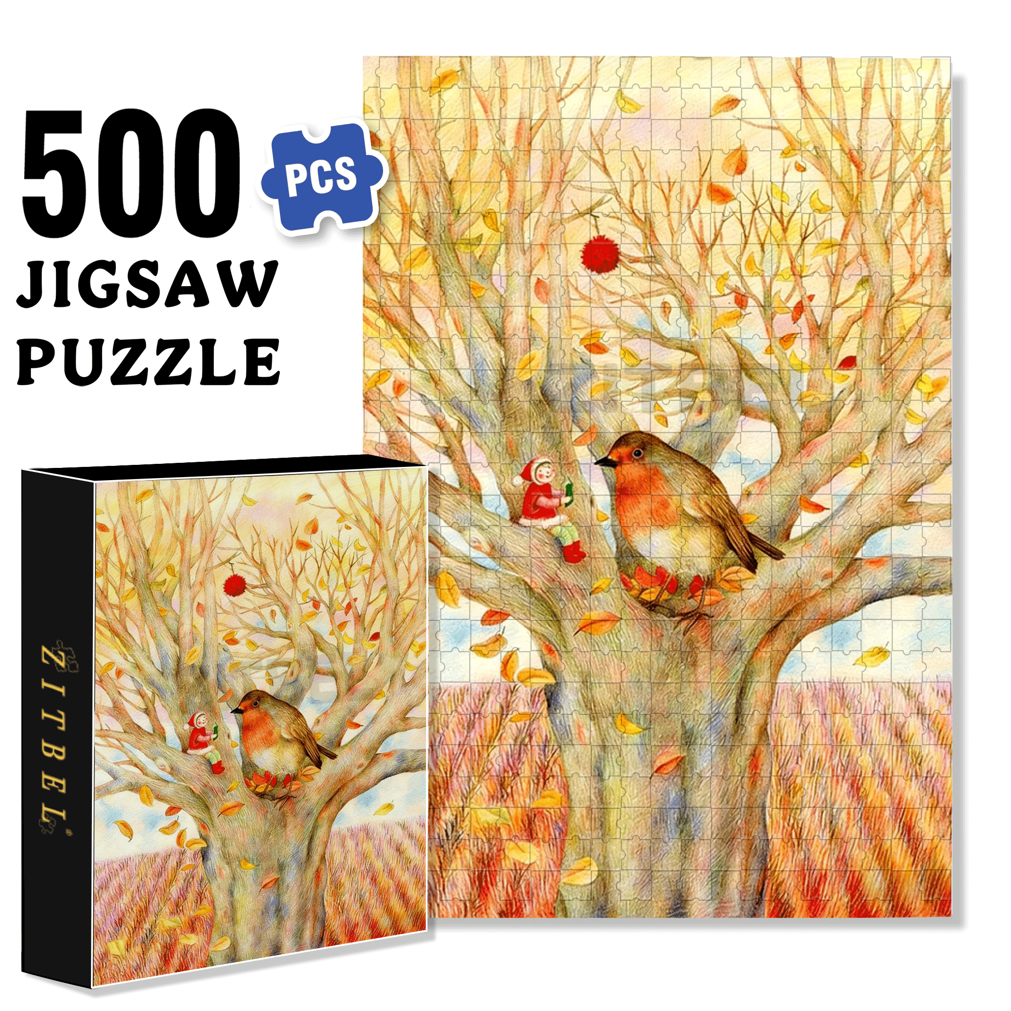 Successfully Entering Winter 500pcs/1000pcs Jigsaw Puzzle, Scratch-Resistant, Interactive Family Game & Brain-Boosting DIY Decor, Perfect for Halloween, Christmas & New Year Gifts, Family Puzzle Game