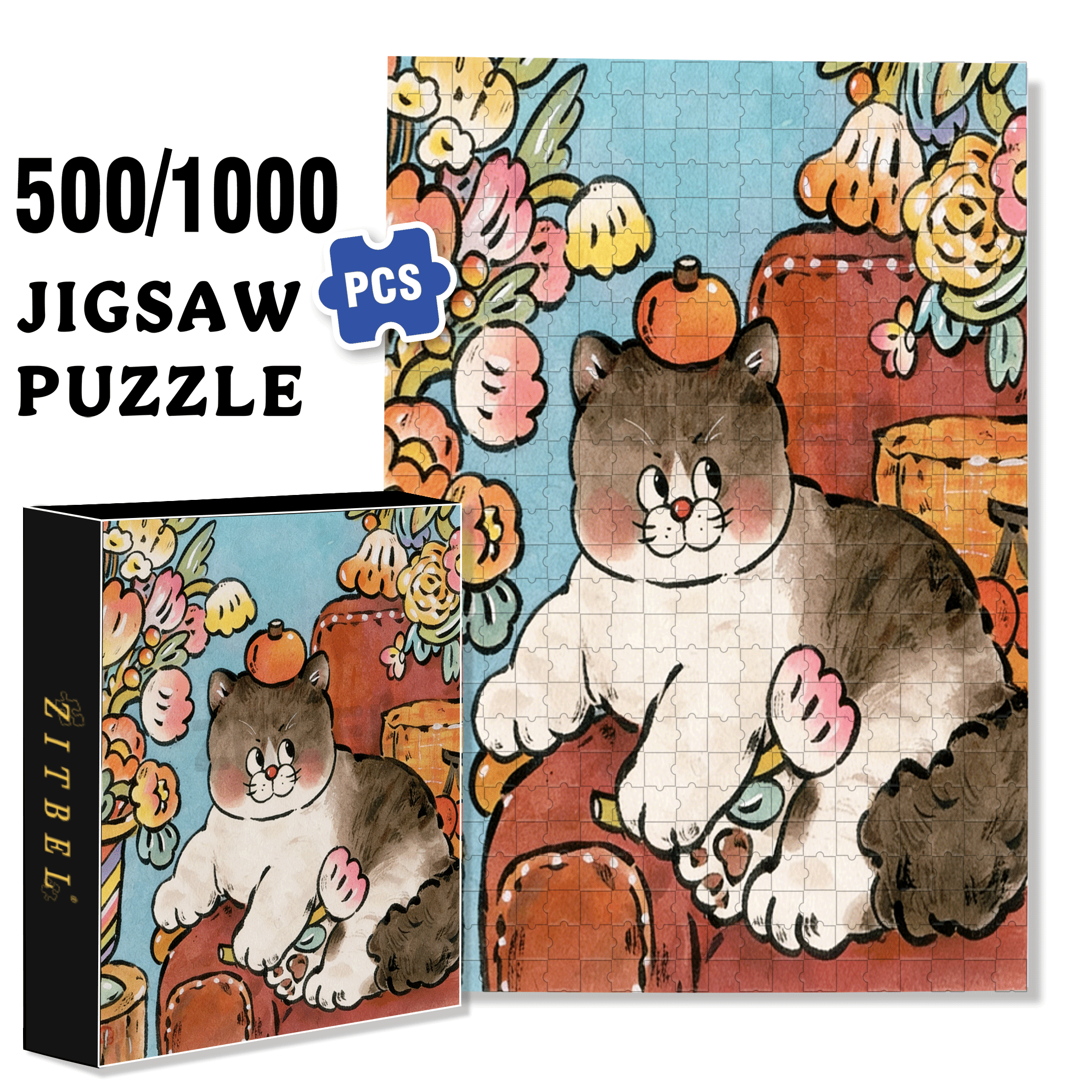 Take A Big Break 500pcs/1000pcs Jigsaw Puzzle, Scratch-Resistant, Interactive Family Game & Brain-Boosting DIY Decor, Perfect for Halloween, Christmas & New Year Gifts, Family Puzzle Game