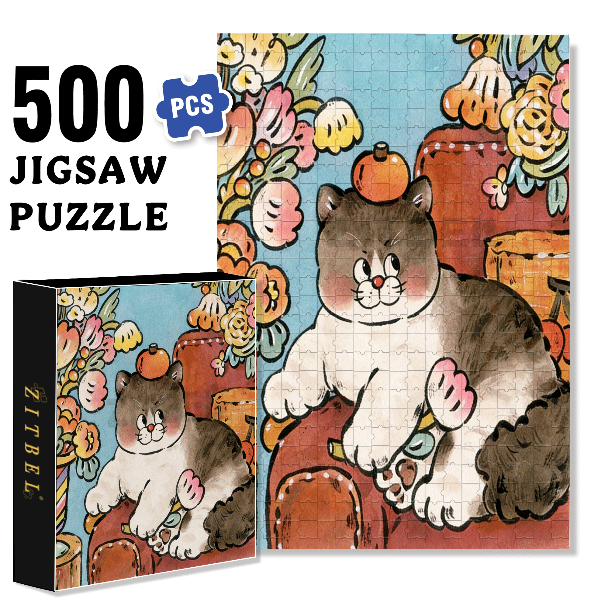 Take A Big Break 500pcs/1000pcs Jigsaw Puzzle, Scratch-Resistant, Interactive Family Game & Brain-Boosting DIY Decor, Perfect for Halloween, Christmas & New Year Gifts, Family Puzzle Game