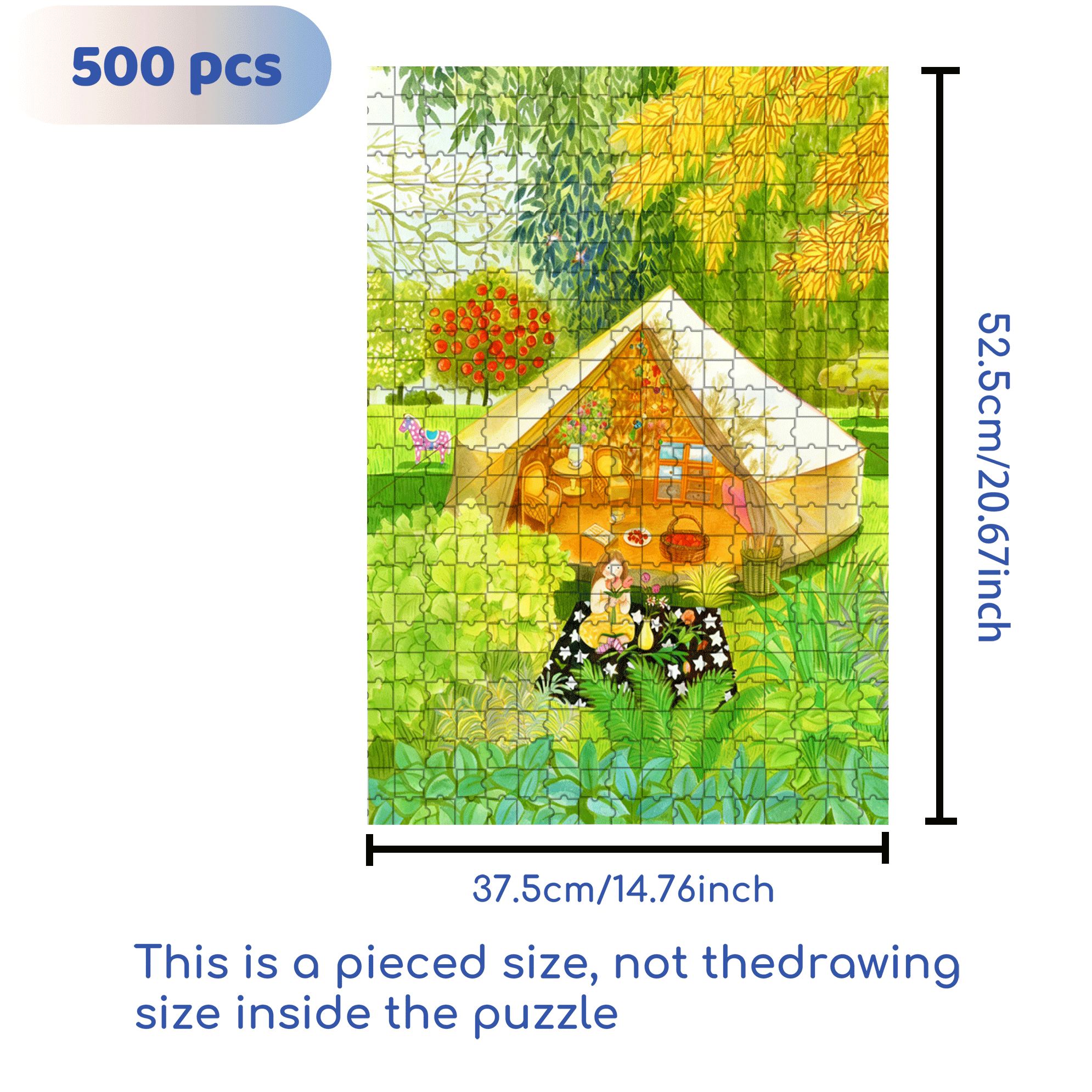 Tent Hut 500pcs/1000pcs Jigsaw Puzzle, Scratch-Resistant, Interactive Family Game & Brain-Boosting DIY Decor, Perfect for Halloween, Christmas & New Year Gifts, Family Puzzle Game
