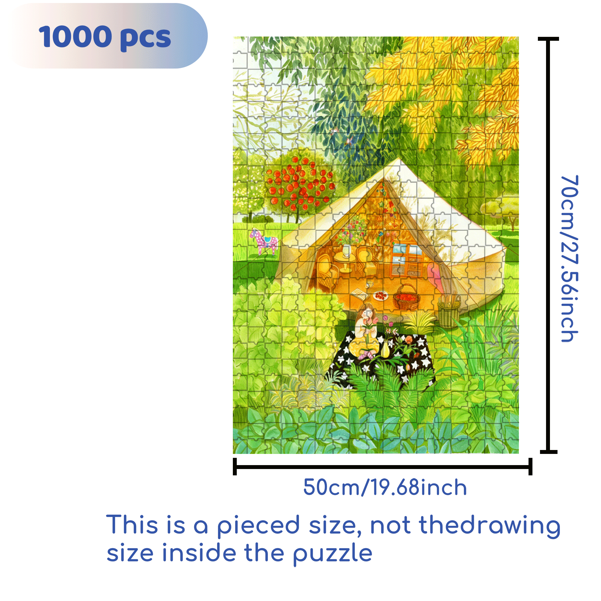 Tent Hut 500pcs/1000pcs Jigsaw Puzzle, Scratch-Resistant, Interactive Family Game & Brain-Boosting DIY Decor, Perfect for Halloween, Christmas & New Year Gifts, Family Puzzle Game