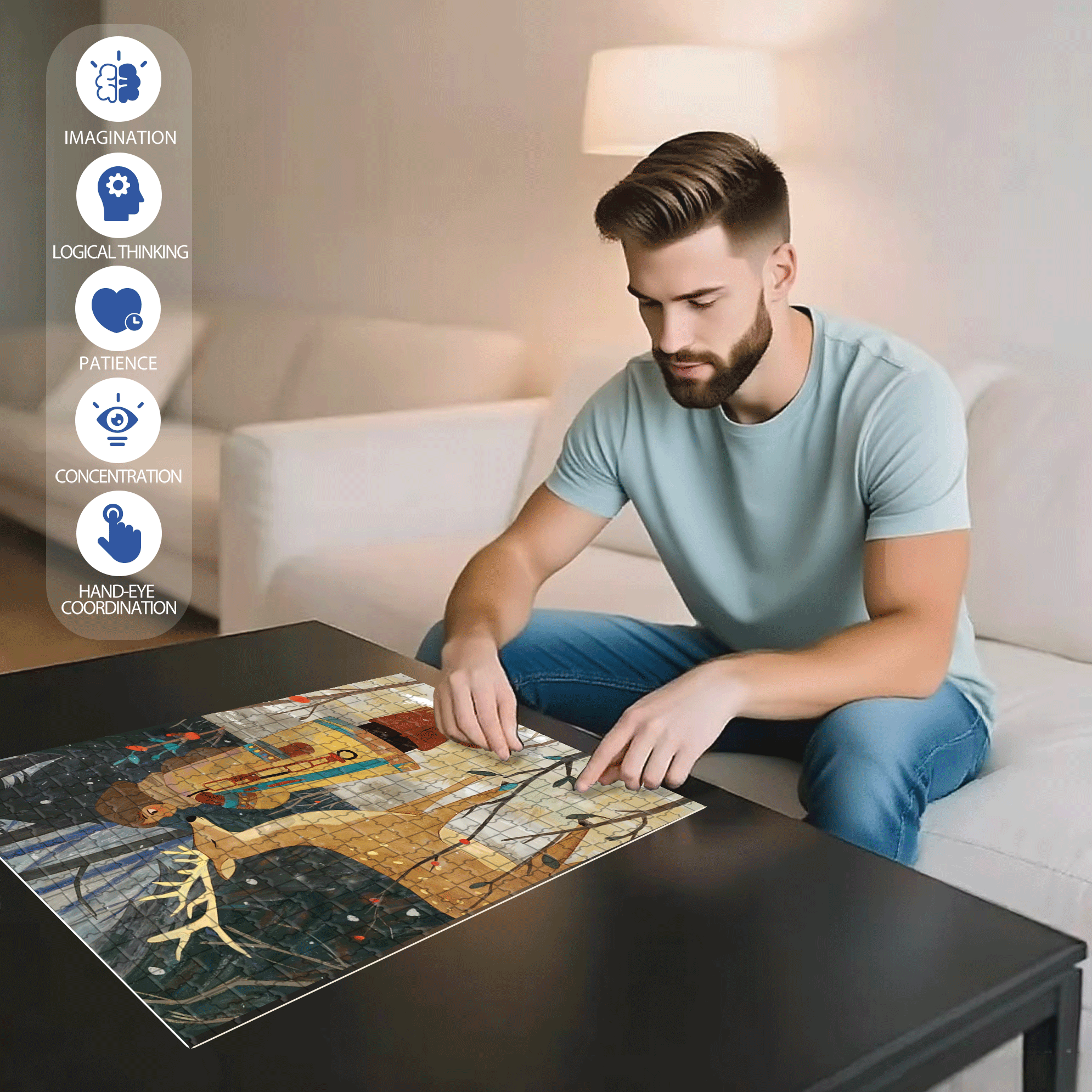 About Love 2 500pcs/1000pcs Jigsaw Puzzle, Scratch-Resistant, Interactive Family Game & Brain-Boosting DIY Decor, Perfect for Halloween, Christmas & New Year Gifts, Family Puzzle Game