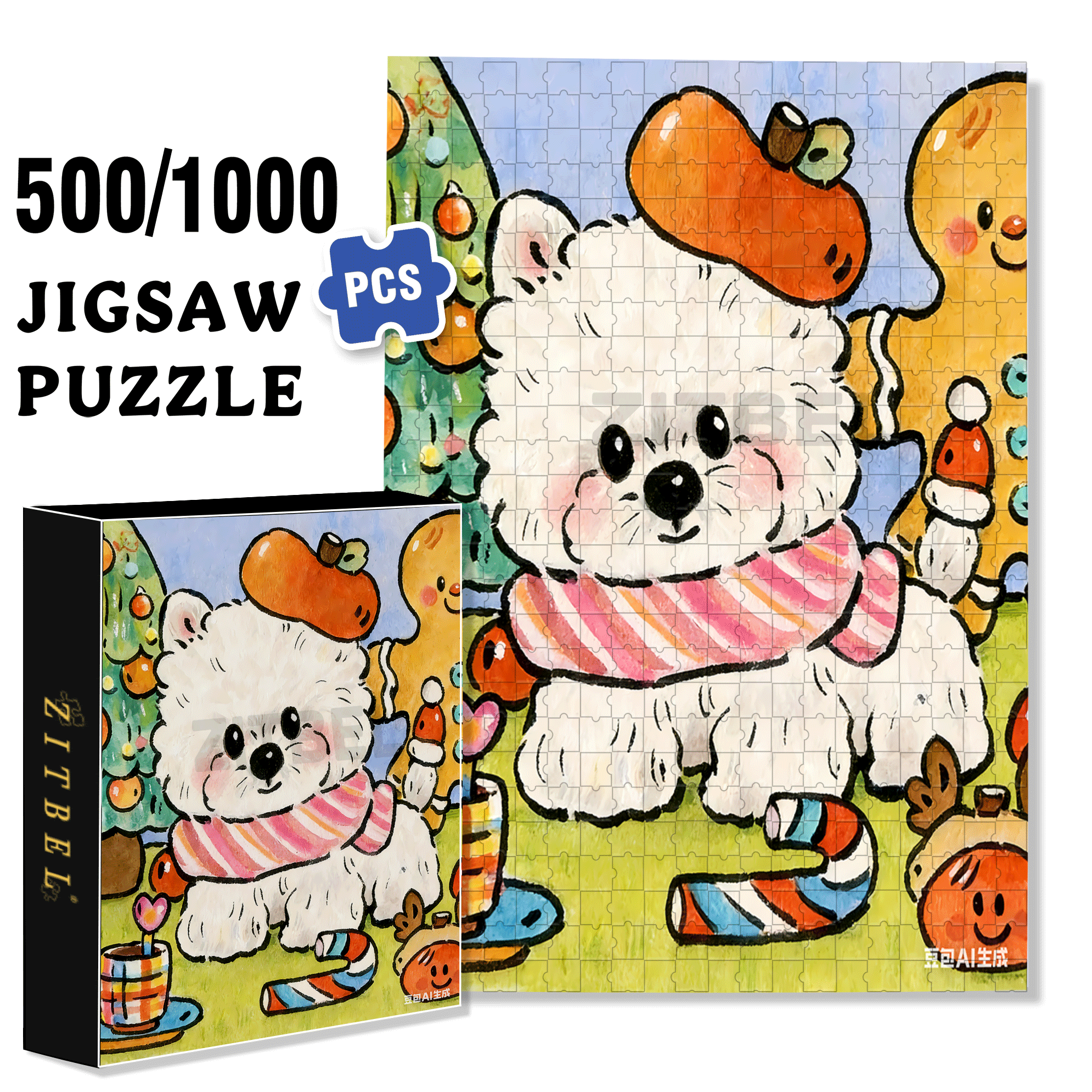 Apple Hat 500pcs/1000pcs Jigsaw Puzzle, Scratch-Resistant, Interactive Family Game & Brain-Boosting DIY Decor, Perfect for Halloween, Christmas & New Year Gifts, Family Puzzle Game