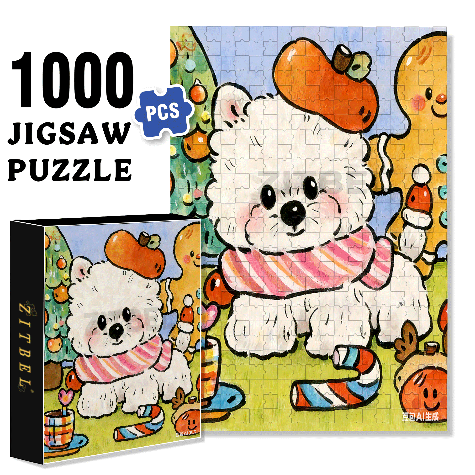 Apple Hat 500pcs/1000pcs Jigsaw Puzzle, Scratch-Resistant, Interactive Family Game & Brain-Boosting DIY Decor, Perfect for Halloween, Christmas & New Year Gifts, Family Puzzle Game
