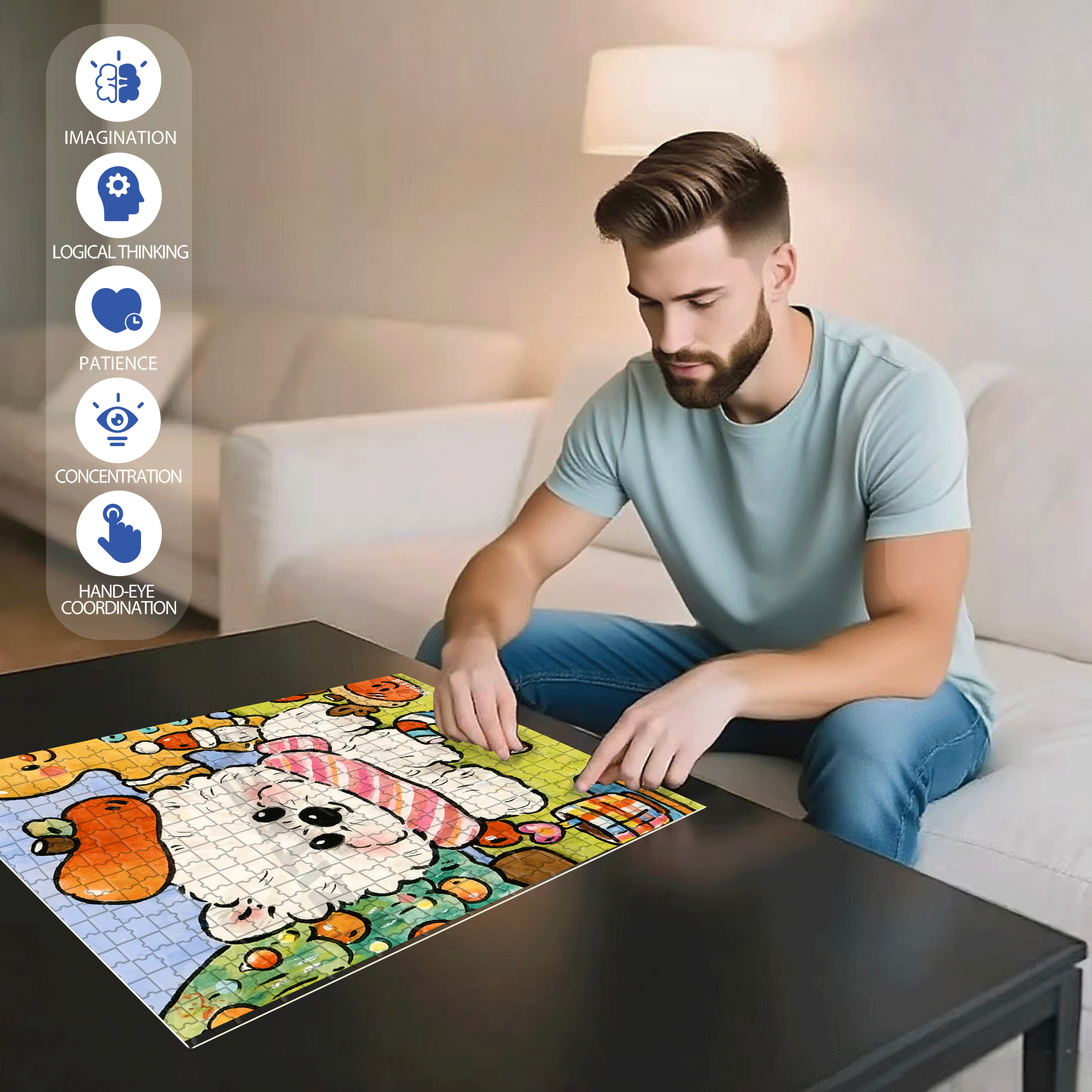 Apple Hat 500pcs/1000pcs Jigsaw Puzzle, Scratch-Resistant, Interactive Family Game & Brain-Boosting DIY Decor, Perfect for Halloween, Christmas & New Year Gifts, Family Puzzle Game