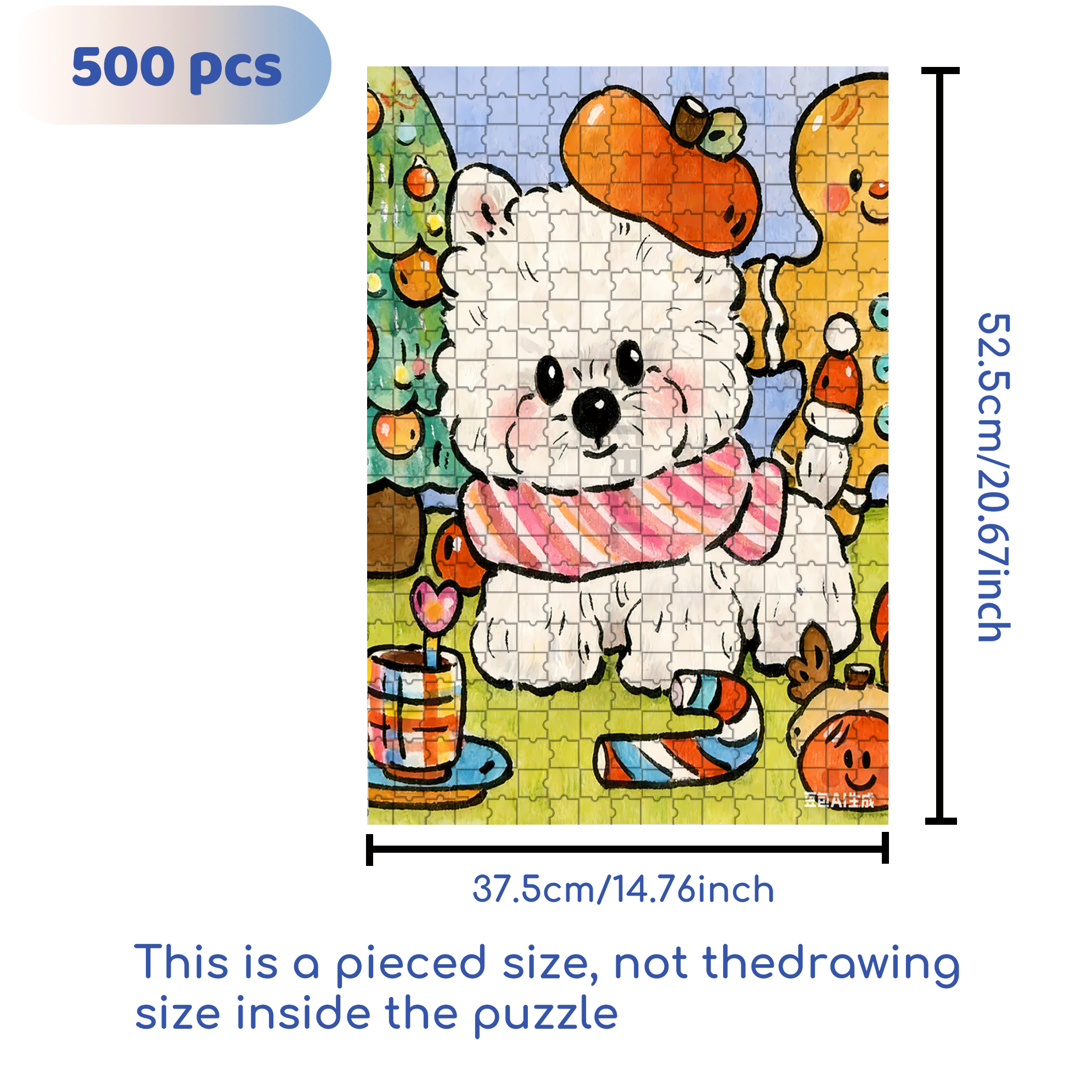 Apple Hat 500pcs/1000pcs Jigsaw Puzzle, Scratch-Resistant, Interactive Family Game & Brain-Boosting DIY Decor, Perfect for Halloween, Christmas & New Year Gifts, Family Puzzle Game