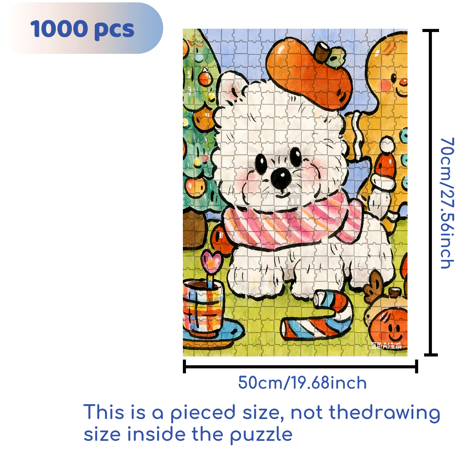 Apple Hat 500pcs/1000pcs Jigsaw Puzzle, Scratch-Resistant, Interactive Family Game & Brain-Boosting DIY Decor, Perfect for Halloween, Christmas & New Year Gifts, Family Puzzle Game