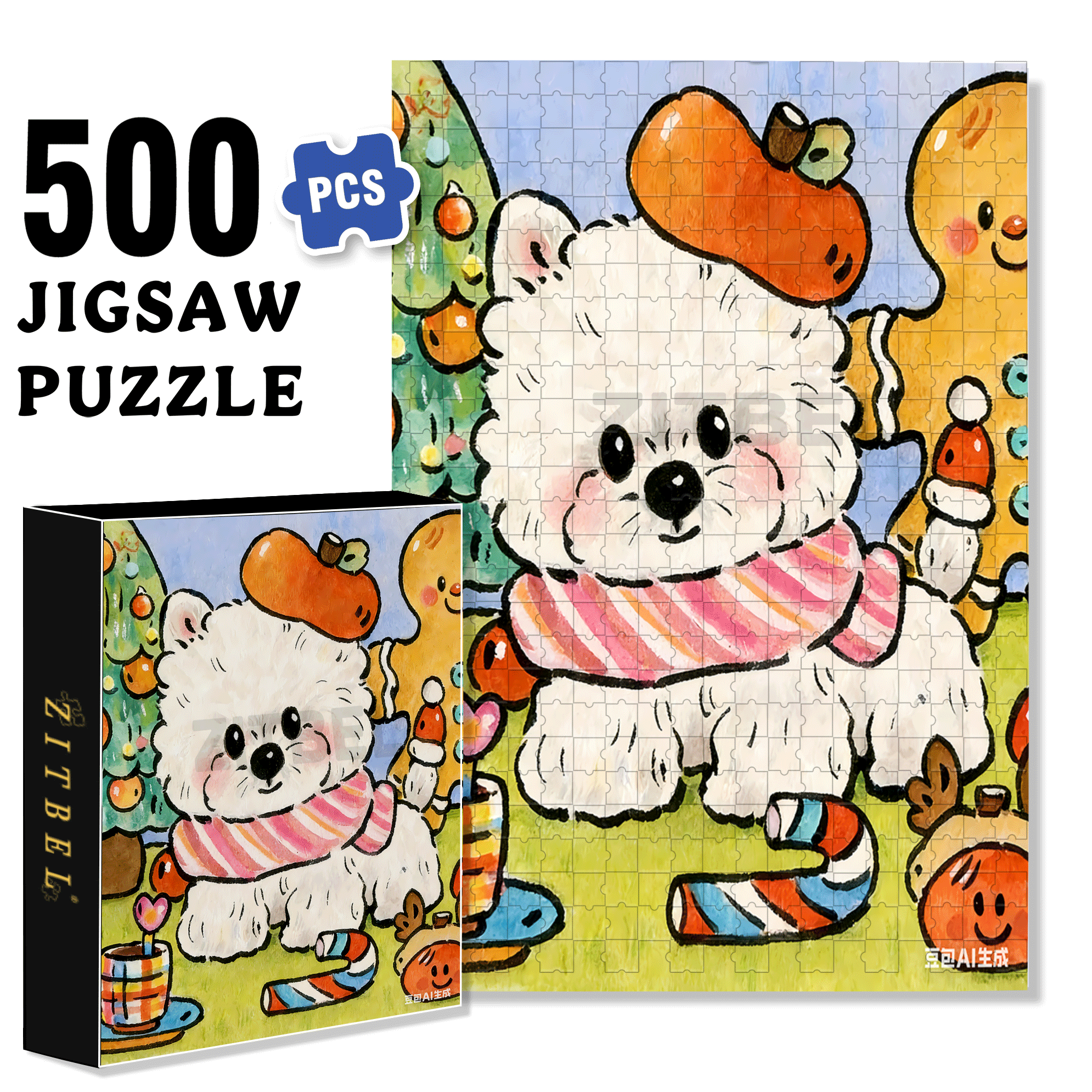 Apple Hat 500pcs/1000pcs Jigsaw Puzzle, Scratch-Resistant, Interactive Family Game & Brain-Boosting DIY Decor, Perfect for Halloween, Christmas & New Year Gifts, Family Puzzle Game