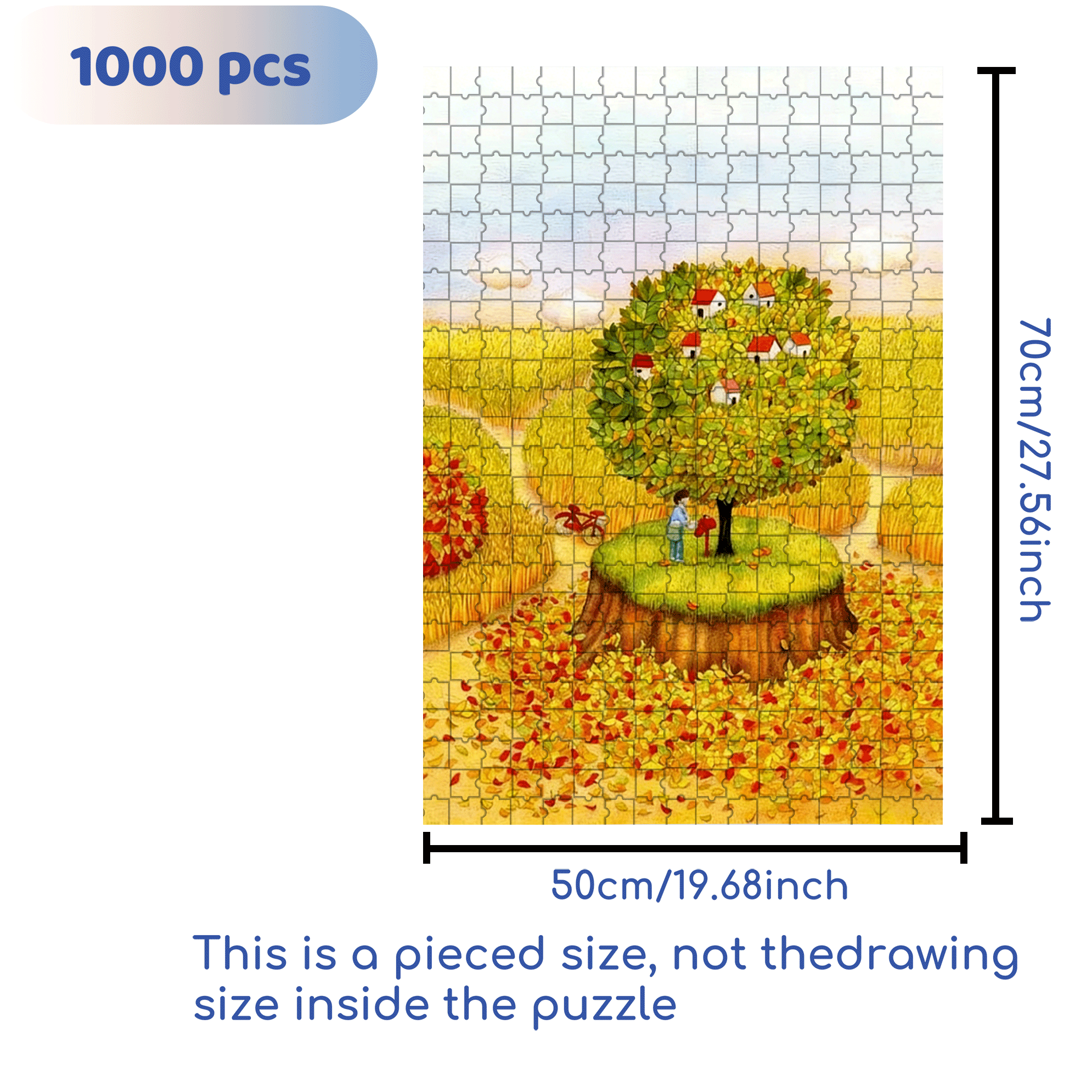 Autumn Fairy Tale 500pcs/1000pcs Jigsaw Puzzle, Scratch-Resistant, Interactive Family Game & Brain-Boosting DIY Decor, Perfect for Halloween, Christmas & New Year Gifts, Family Puzzle Game