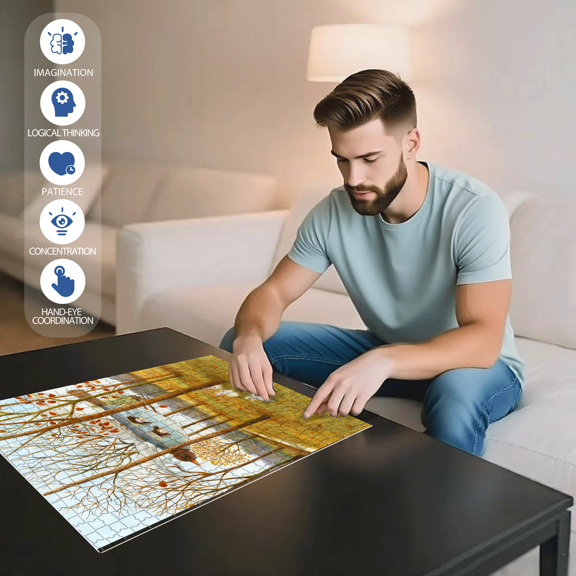 Autumn Rhapsody 2 500pcs/1000pcs Jigsaw Puzzle, Scratch-Resistant, Interactive Family Game & Brain-Boosting DIY Decor, Perfect for Halloween, Christmas & New Year Gifts, Family Puzzle Game
