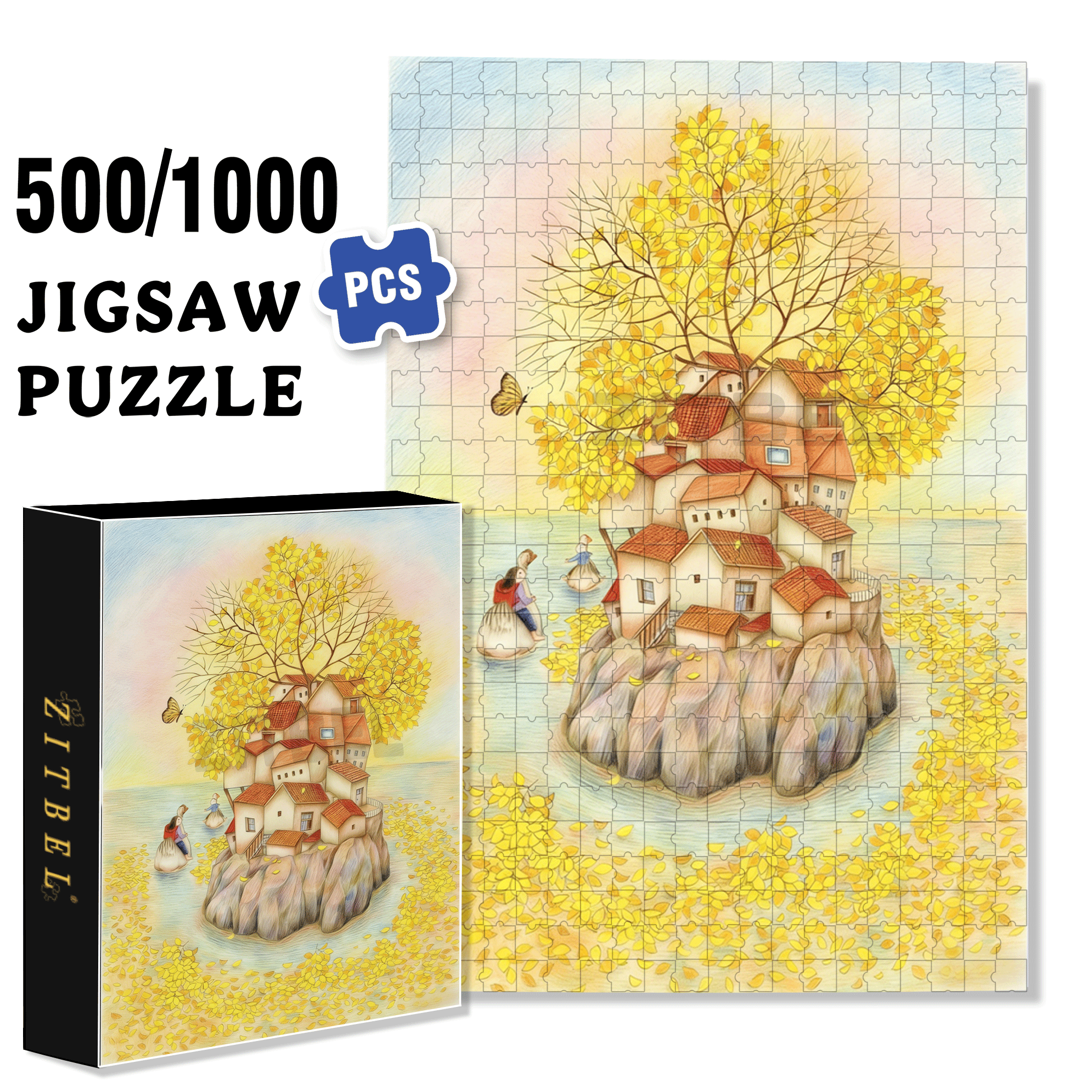 Autumn Rhapsody 500pcs/1000pcs Jigsaw Puzzle, Scratch-Resistant, Interactive Family Game & Brain-Boosting DIY Decor, Perfect for Halloween, Christmas & New Year Gifts, Family Puzzle Game