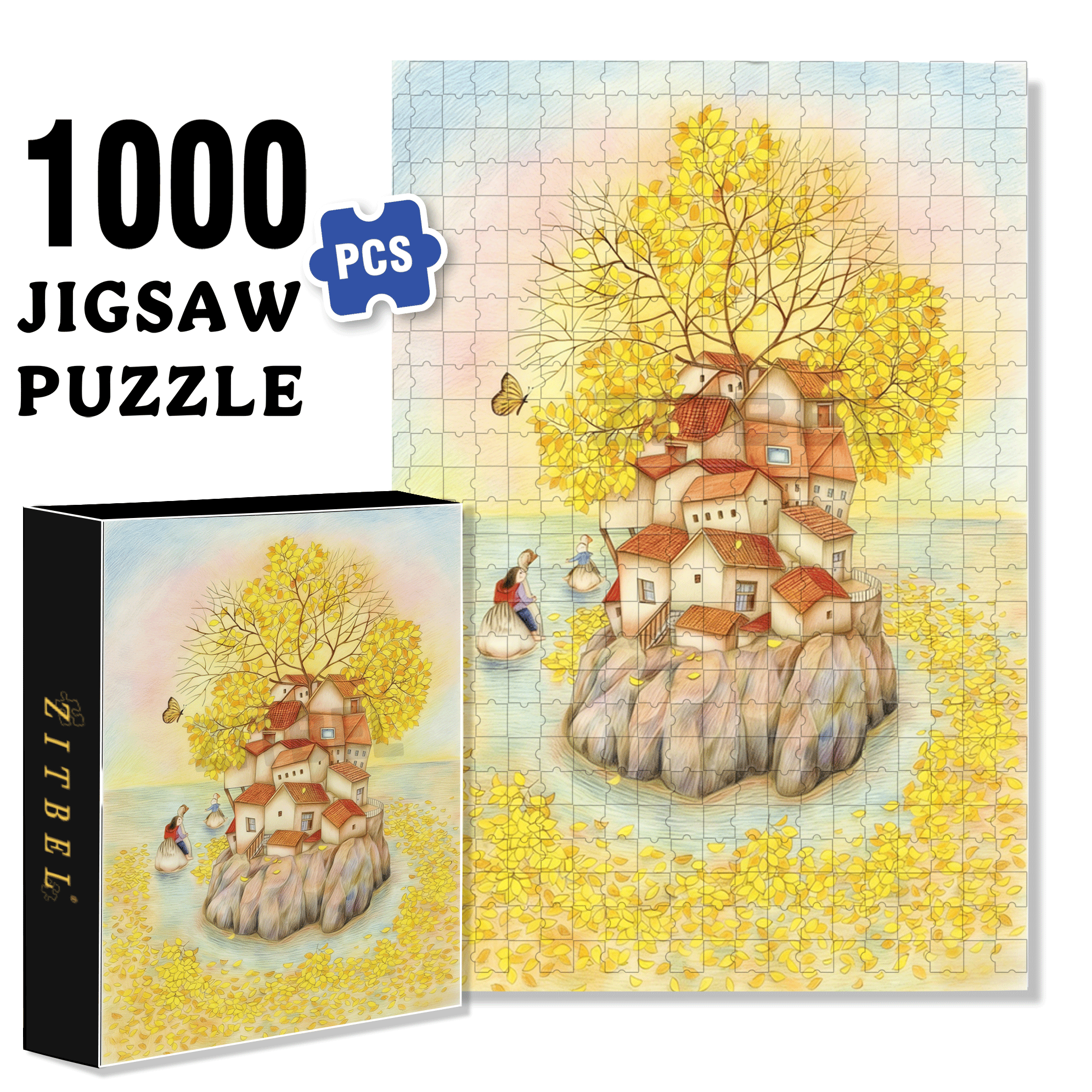 Autumn Rhapsody 500pcs/1000pcs Jigsaw Puzzle, Scratch-Resistant, Interactive Family Game & Brain-Boosting DIY Decor, Perfect for Halloween, Christmas & New Year Gifts, Family Puzzle Game