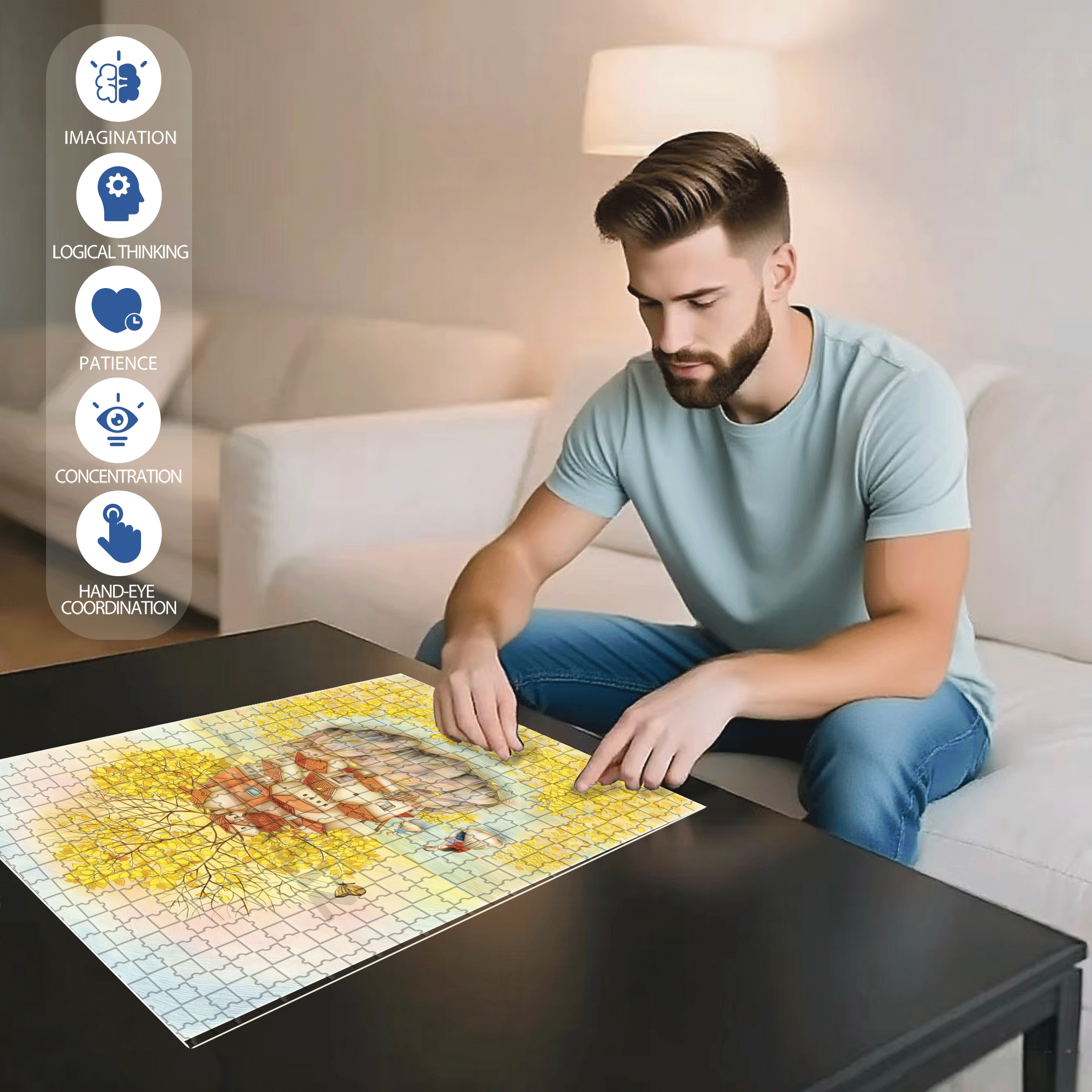 Autumn Rhapsody 500pcs/1000pcs Jigsaw Puzzle, Scratch-Resistant, Interactive Family Game & Brain-Boosting DIY Decor, Perfect for Halloween, Christmas & New Year Gifts, Family Puzzle Game