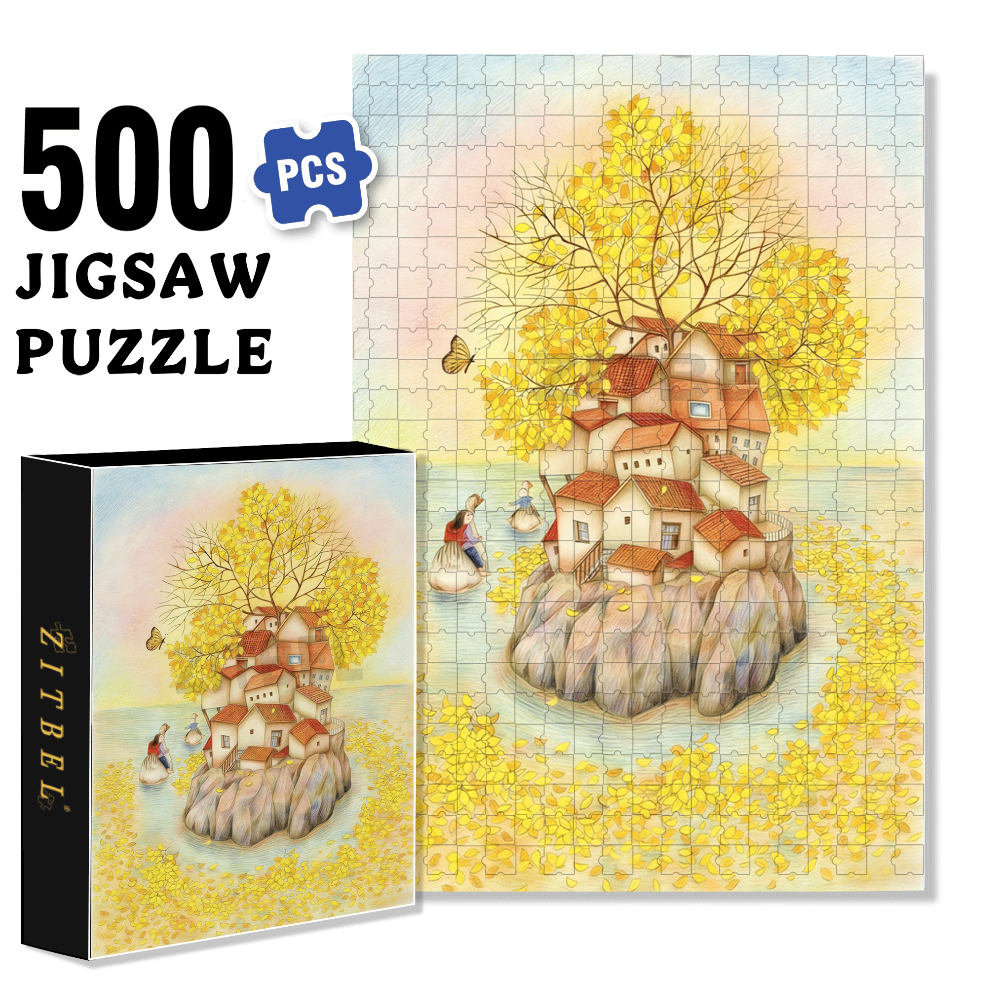 Autumn Rhapsody 500pcs/1000pcs Jigsaw Puzzle, Scratch-Resistant, Interactive Family Game & Brain-Boosting DIY Decor, Perfect for Halloween, Christmas & New Year Gifts, Family Puzzle Game
