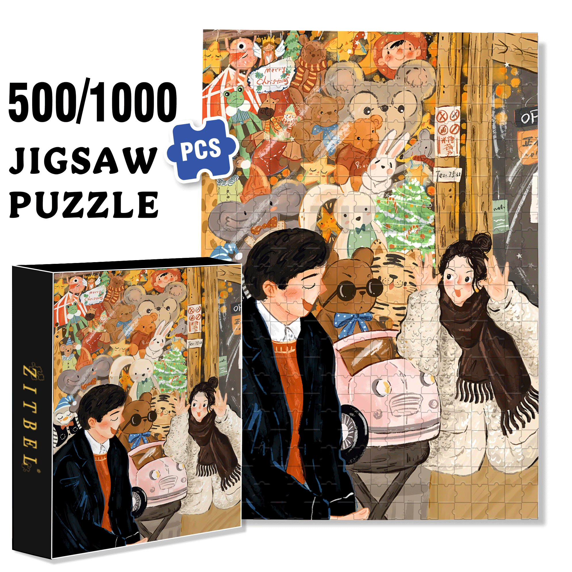Be A Child 500pcs/1000pcs Jigsaw Puzzle, Scratch-Resistant, Interactive Family Game & Brain-Boosting DIY Decor, Perfect for Halloween, Christmas & New Year Gifts, Family Puzzle Game