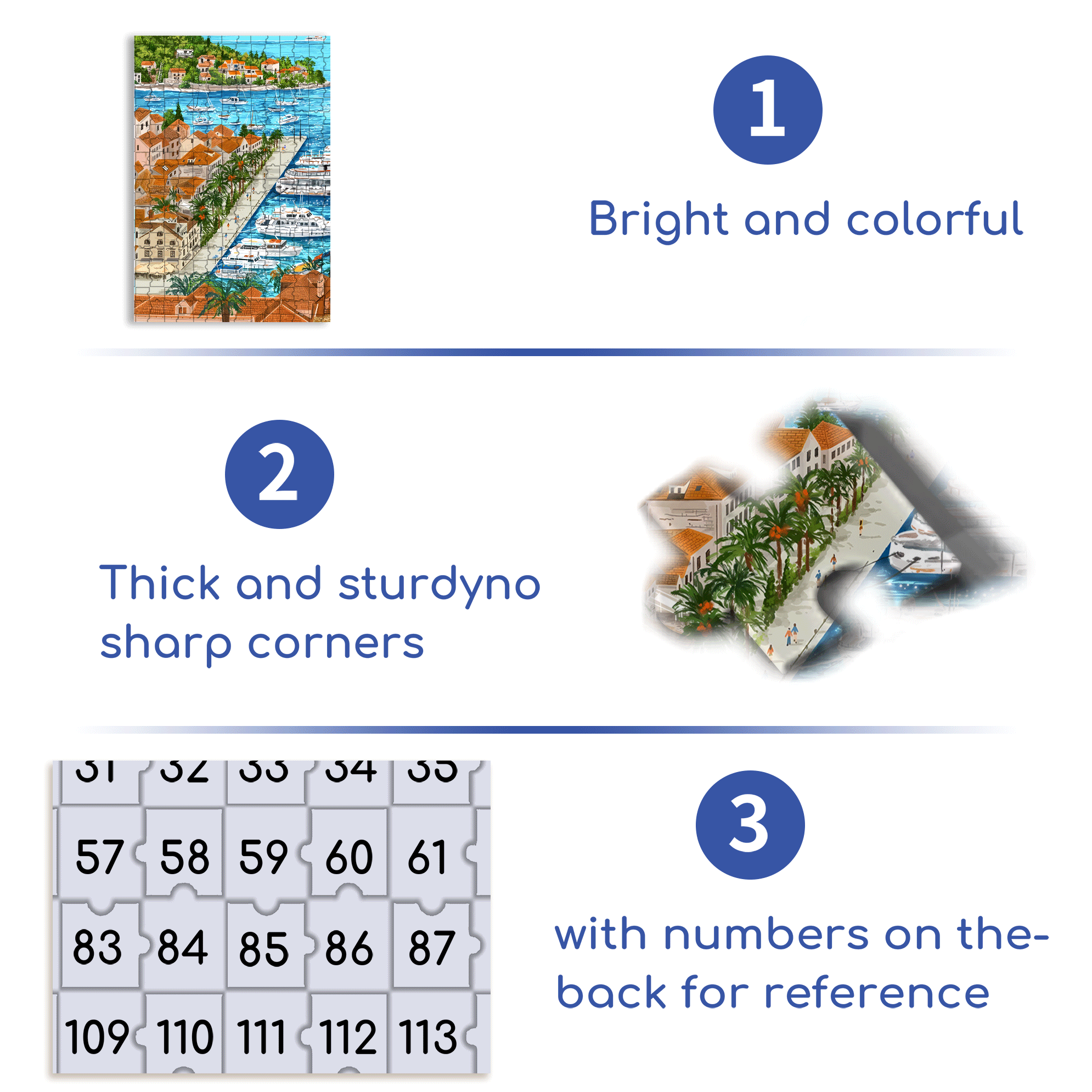 Blue Bay On A Sunny Day 500pcs/1000pcs Jigsaw Puzzle, Scratch-Resistant, Interactive Family Game & Brain-Boosting DIY Decor, Perfect for Halloween, Christmas & New Year Gifts, Family Puzzle Game